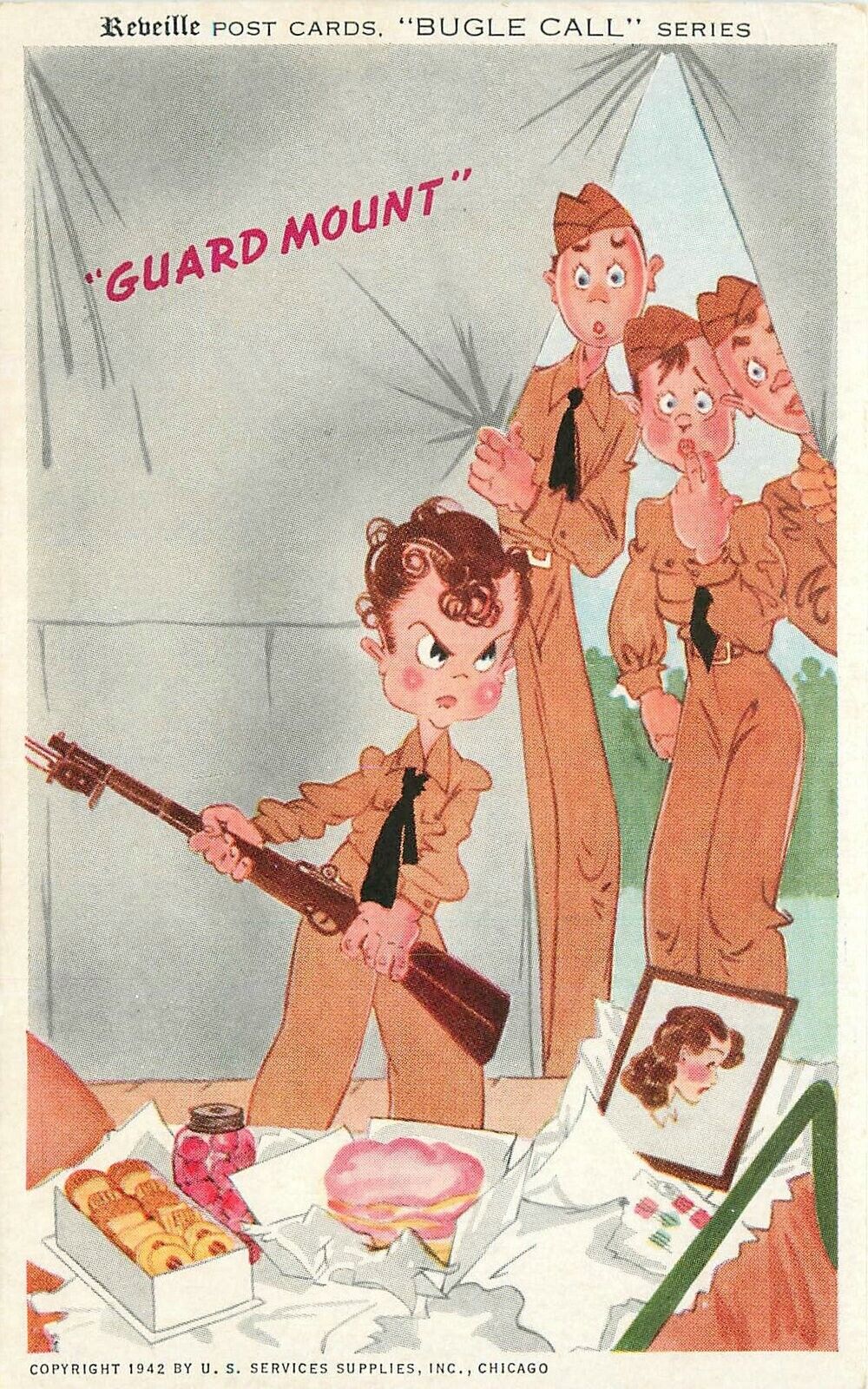 Postcard 1940s WAC Military Comic Humor Guarey Mount 22-12999