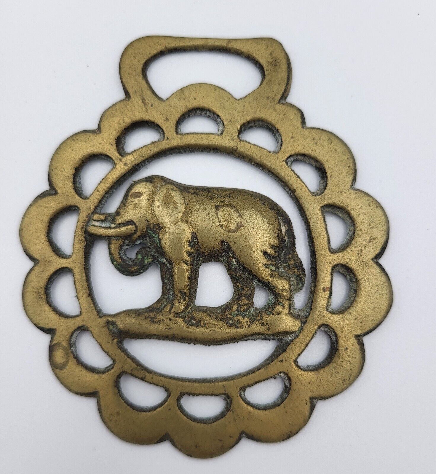 Vintage Horse Brass Medallion - Elephant