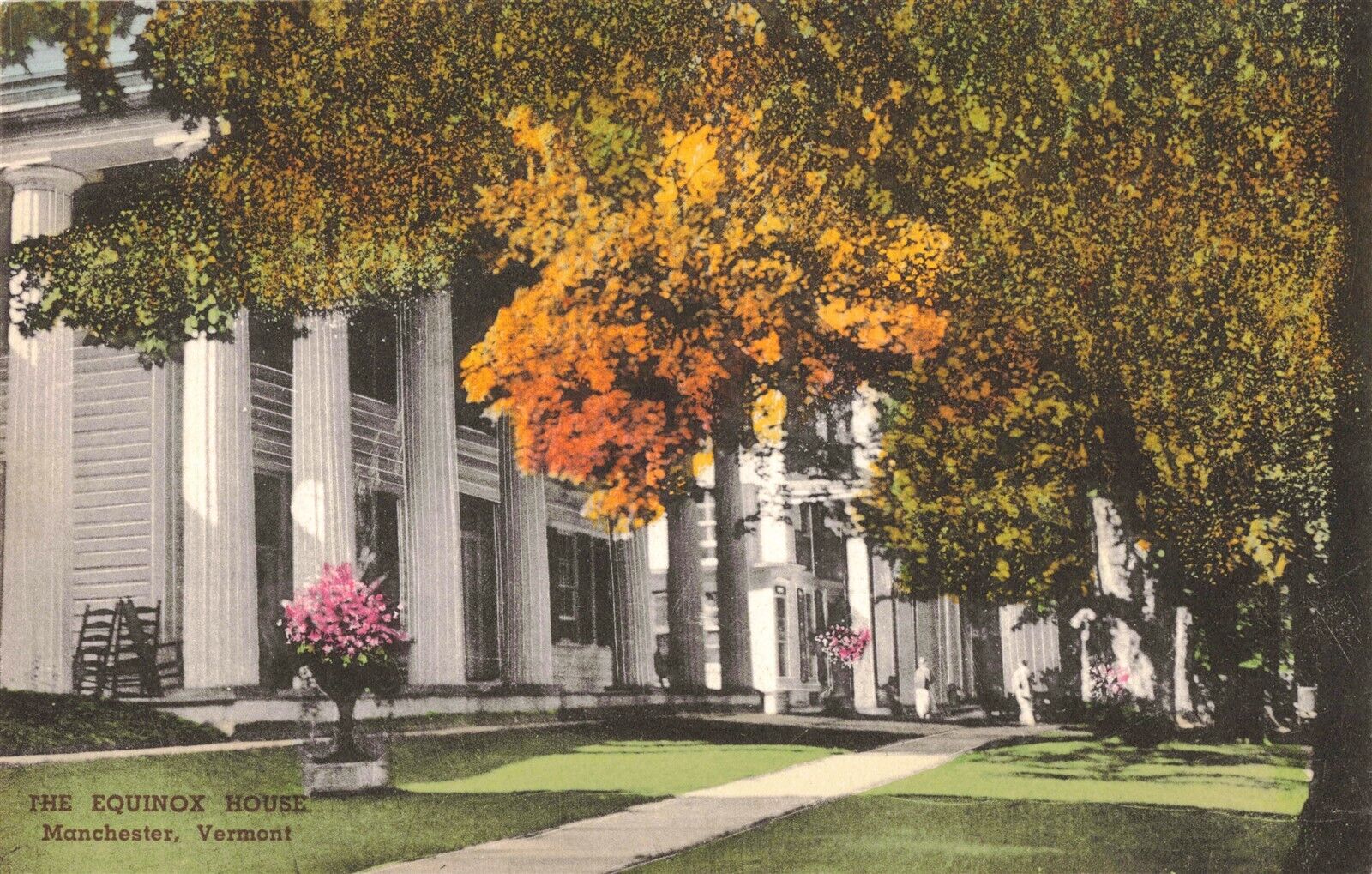 The Equinox House Manchester VT Albertype Hand-Colored Postcard A644