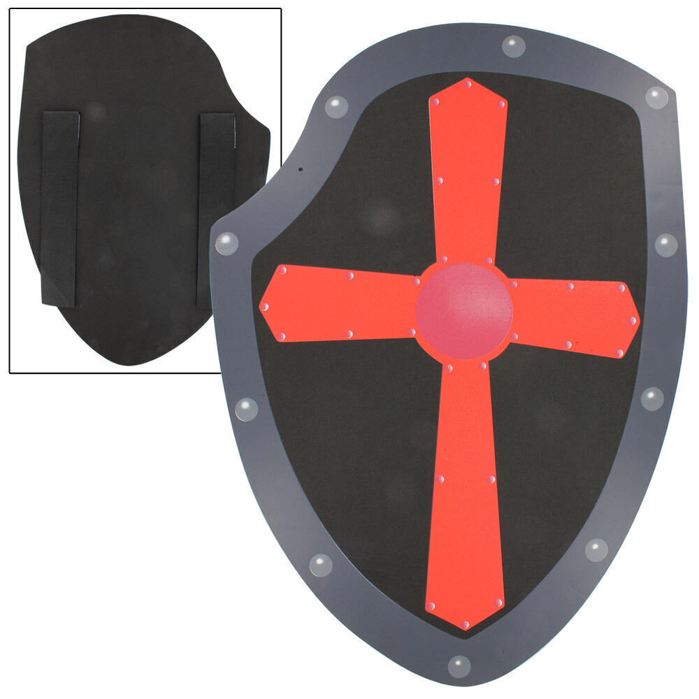 Gallantry Iron Cross Medieval Foam Shield for LARP and Cosplay, Red & Black