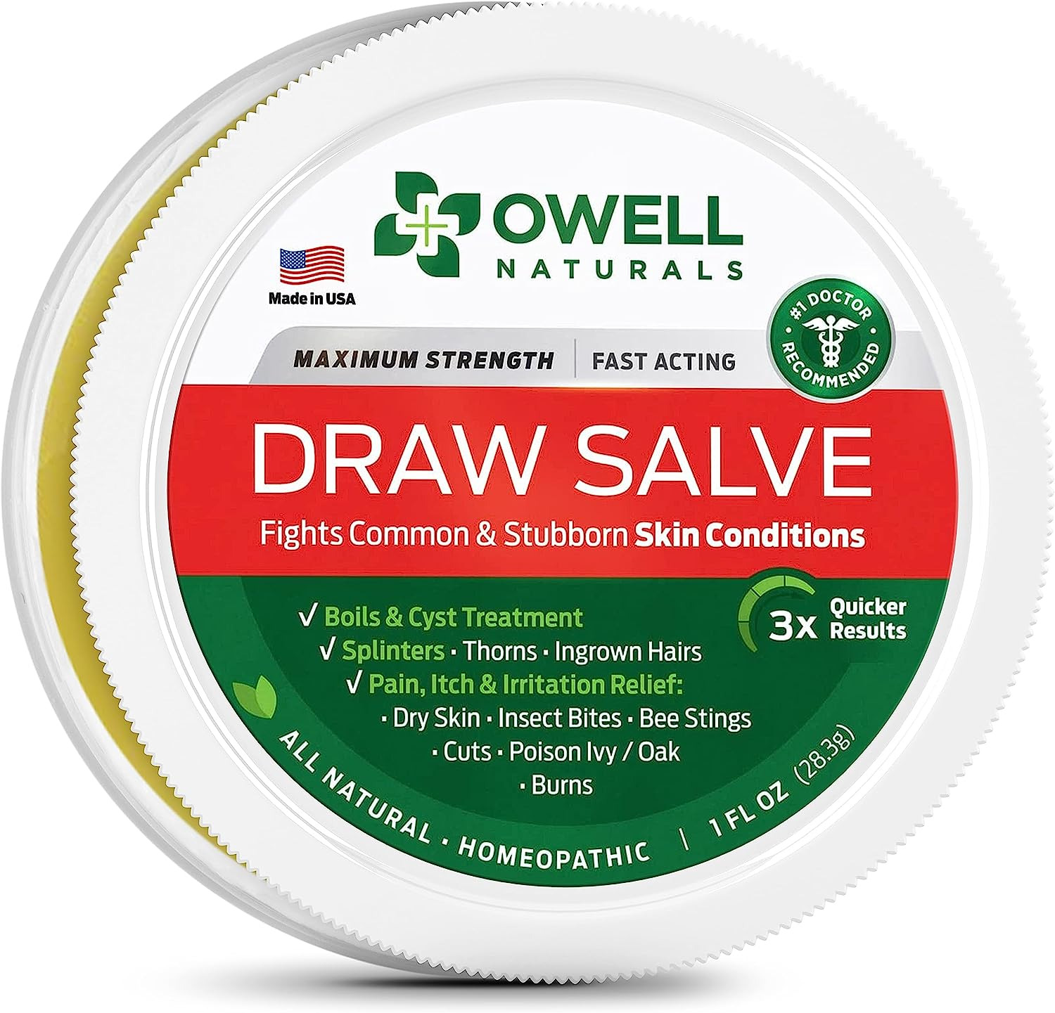 Amish Origins Owell Naturals Drawing Salve Ointment 1Oz, Ingrown Hair Treatment,