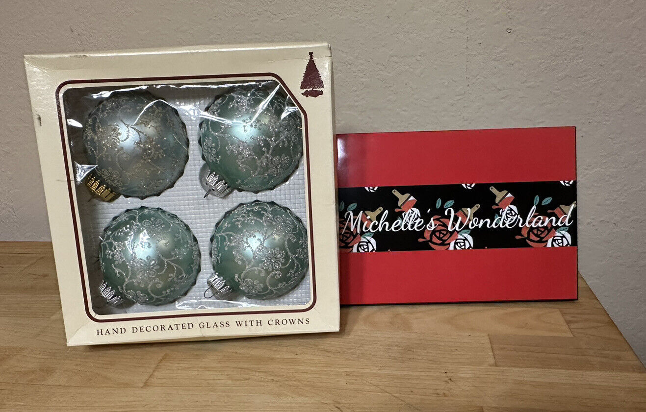 Vintage Christmas By Krebs Glass Ornaments Blue Icicles