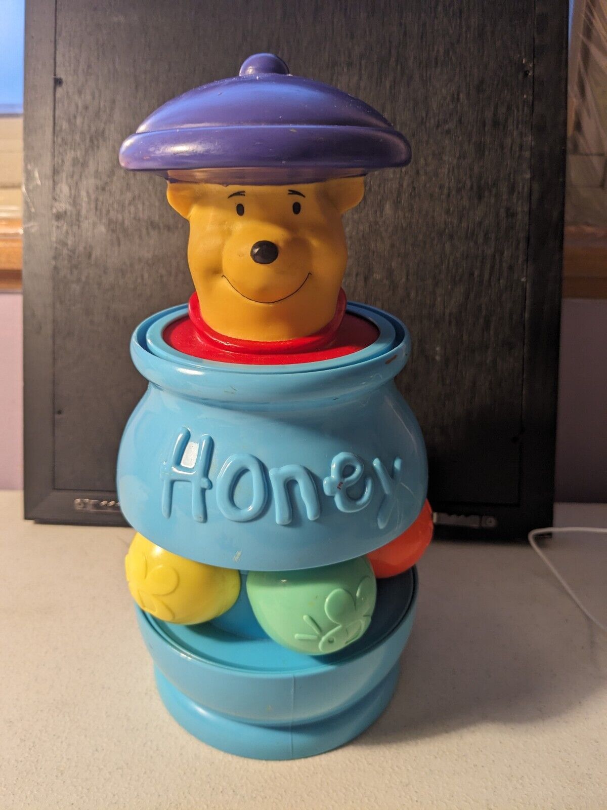 Vintage Disney Winnie The Pooh Spinning Honey Pot Pop Up Baby Toy Mattel Aqua
