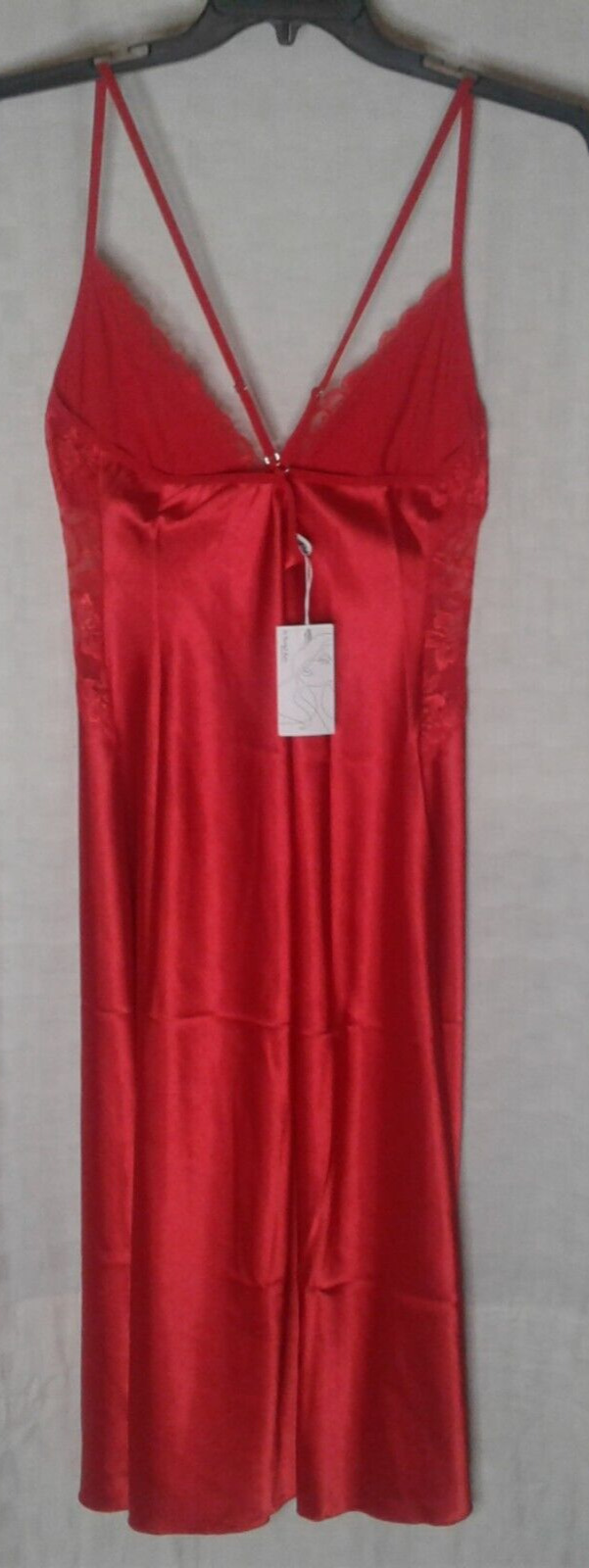 Etosell Comfort Beauty Wear Red Satin & Lace Spaghetti  Strap  Intimate  Gown XL