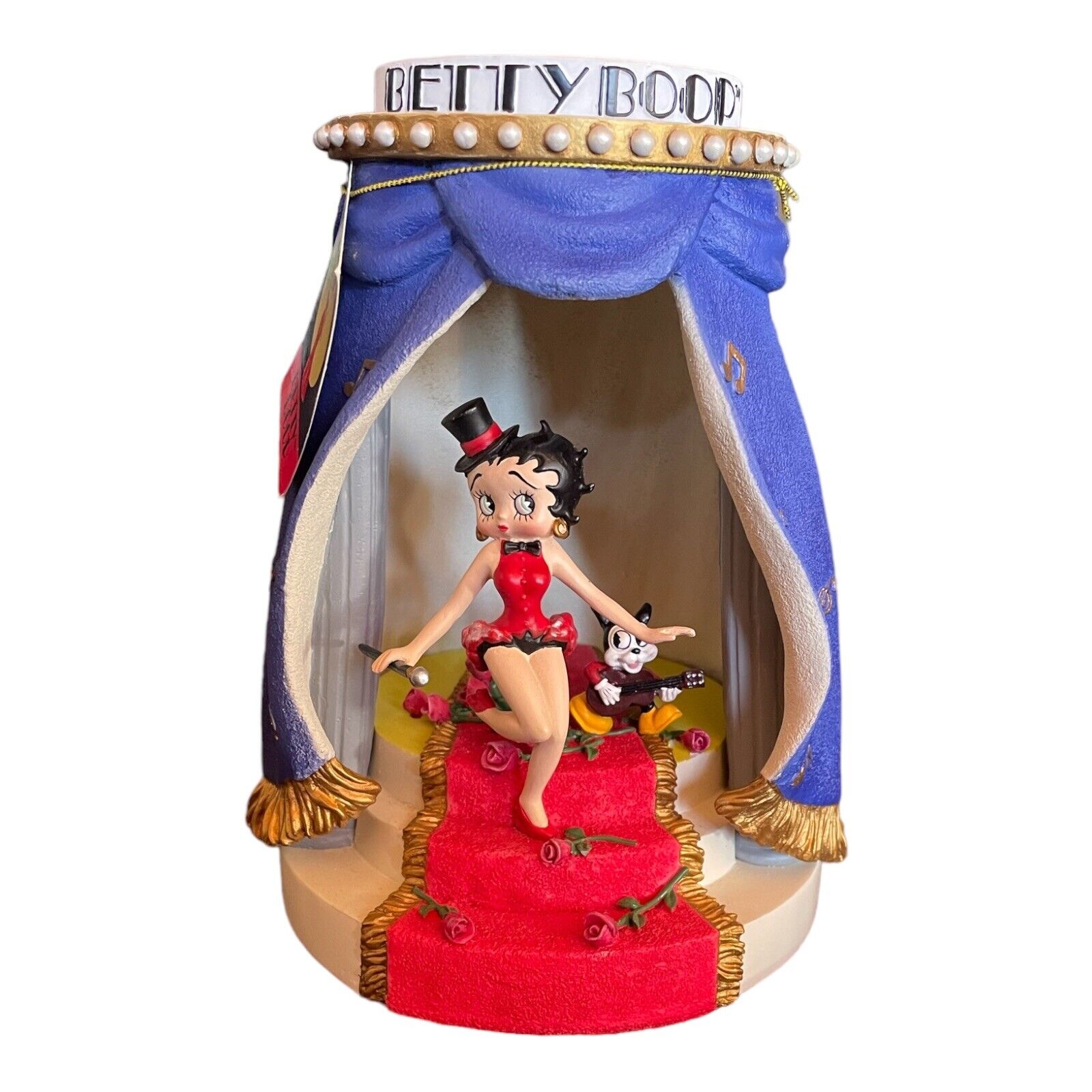VTG BETTY BOOP Bimbo On Stage MusicBox Figure Curtain Westland Giftware 2001 Y2K