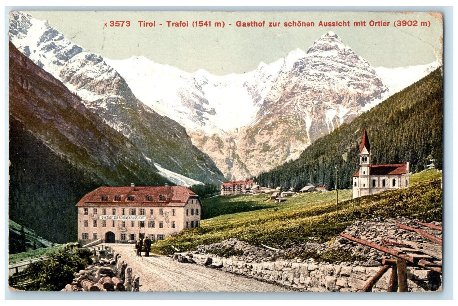 c1910 Inn To The Beautiful View with Ortier Tyrol Austria Antique Postcard