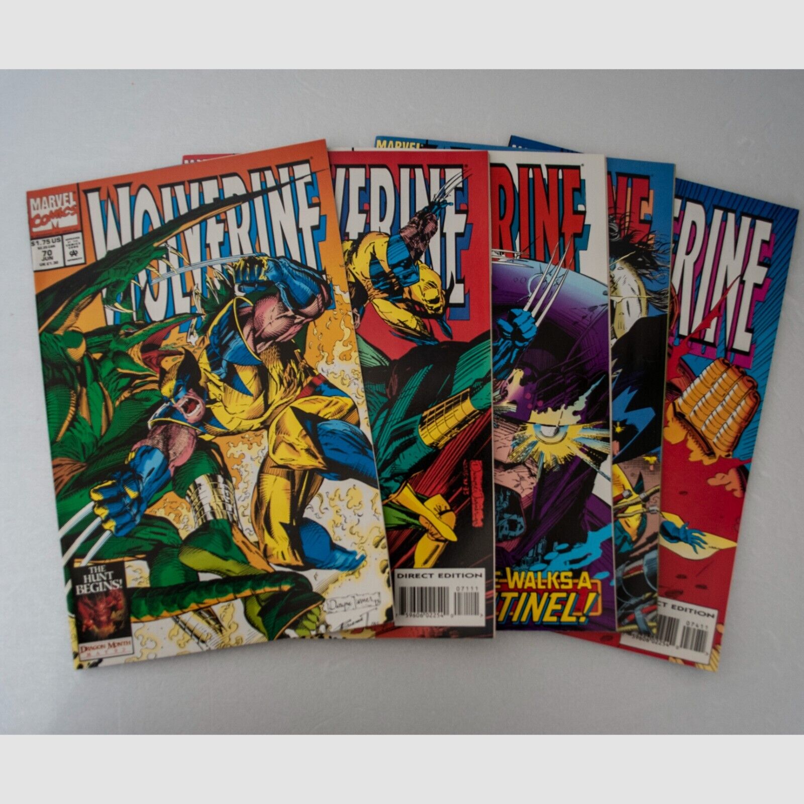 Lot of 5 Wolverine Comic Books 70 71 72 73 74 Marvel 1993 Vintage 90s 1990s X