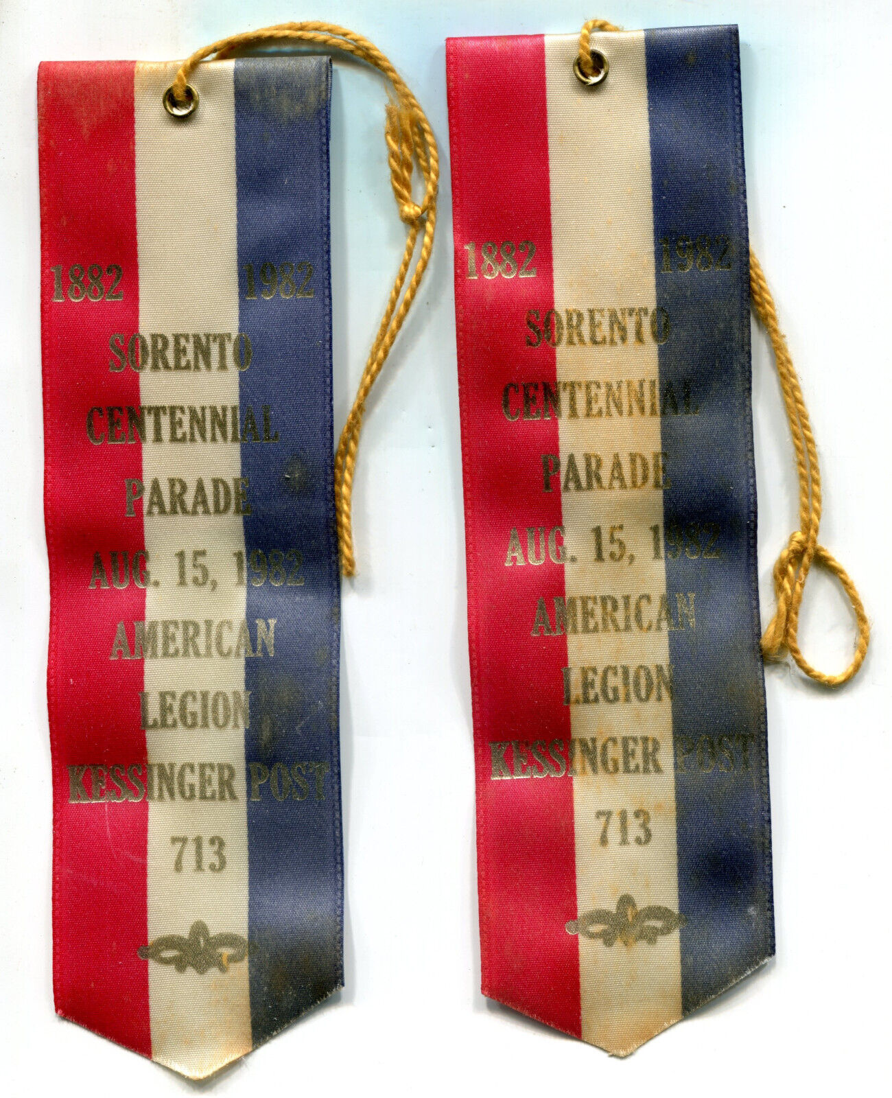 1882 1982 Sorento Illinois Centennial Parade, 2 Ribbon, American Legion Post 713