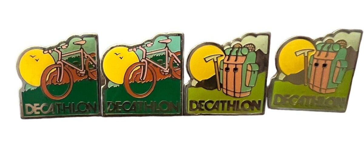 French Decathlon Collector Pins Sporting Good Store Made In France Bicycle 4 Set