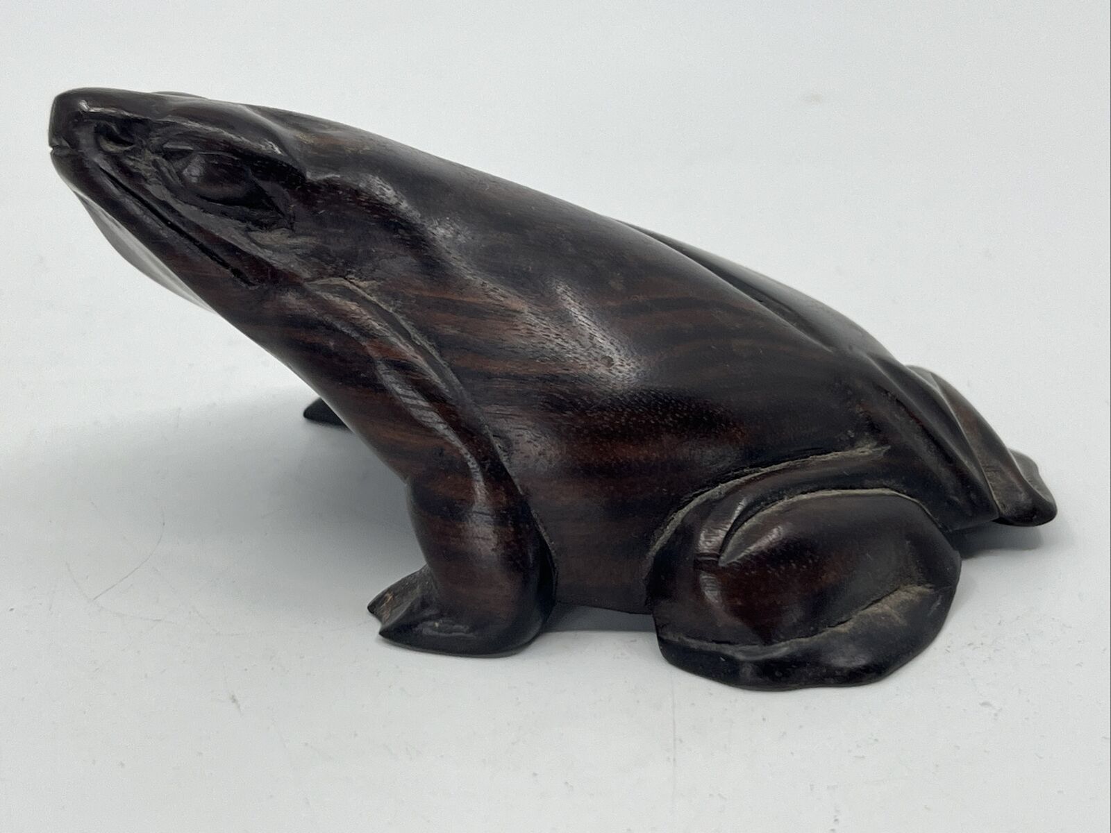 Vintage Antique Carved Ebony Wooden Stylized Frog Figure 4”