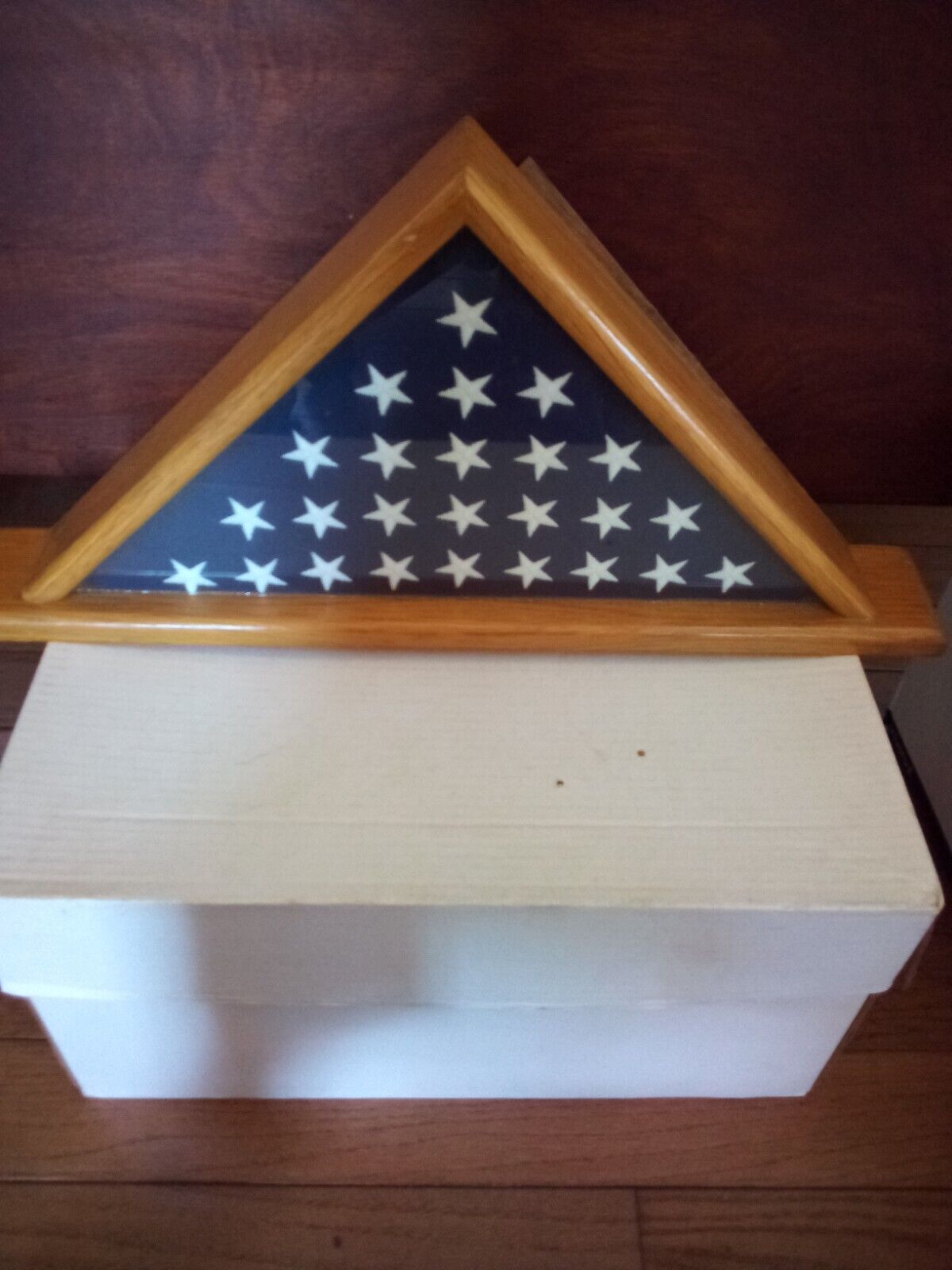 US Flag in Wood Presentation Box Flown over the Arizona Memorial 04/11/1993