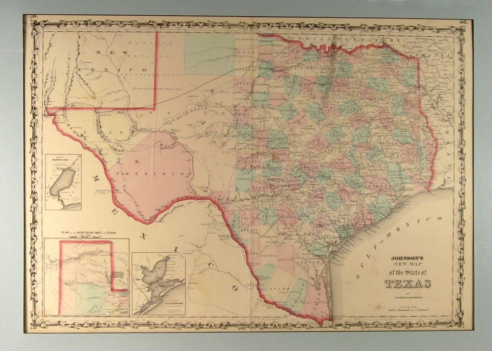1862 - Johnson’s \'New Map of the State of Texas\' appx.18x25 «VERY FINE