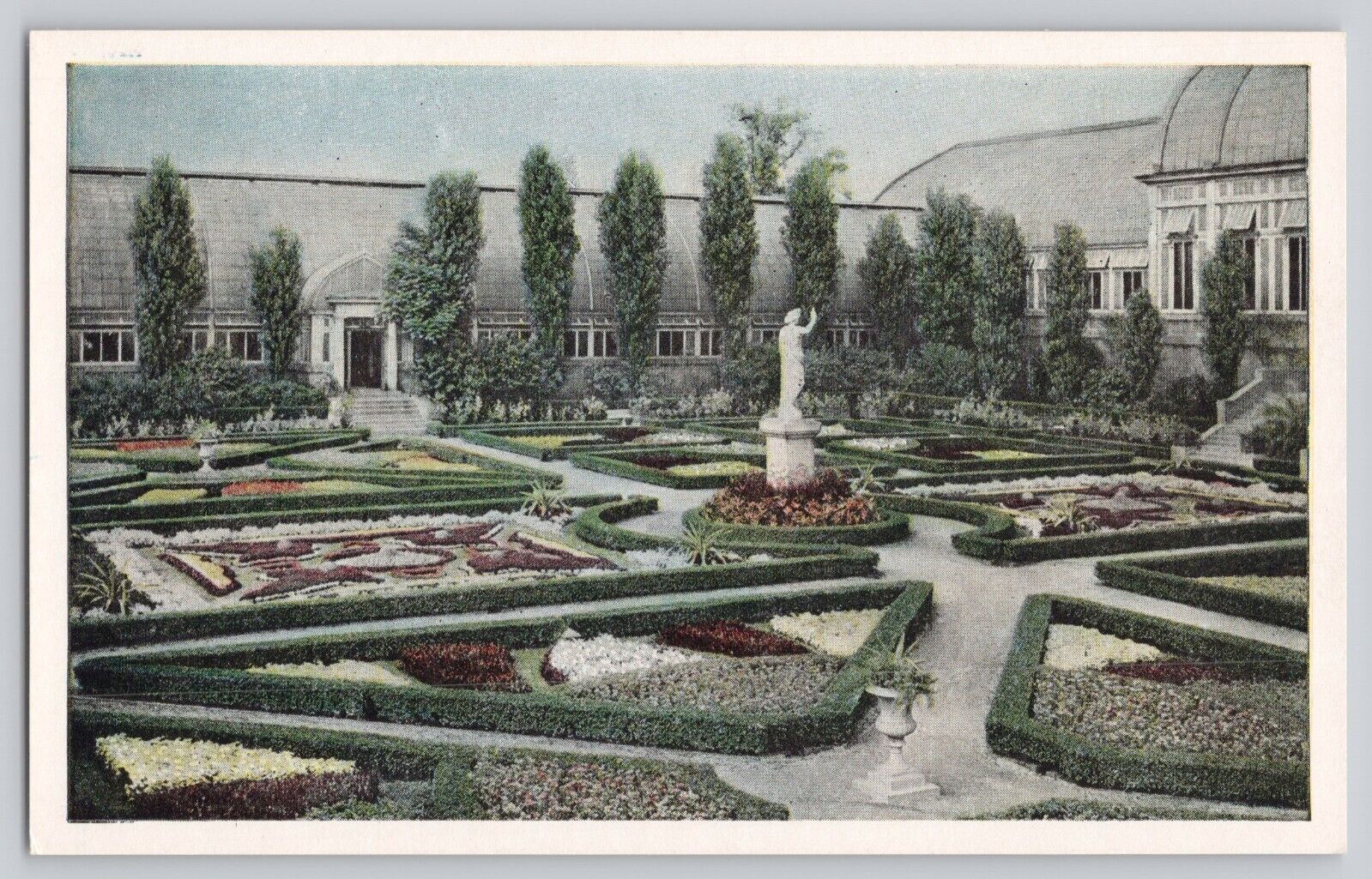 Vintage Missouri Botanical Garden Postcard Italian Formal Garden Juno Statue