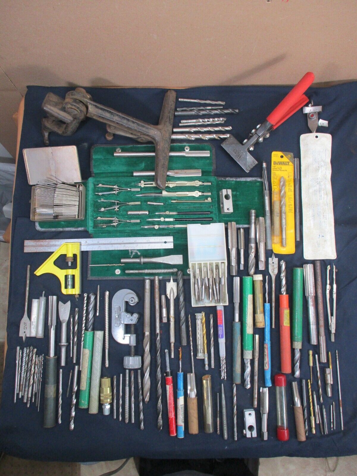 HUGE Machinist Tool Lot of 130+ Ends Taps Mills Clamps Bits Rulers Calipers More