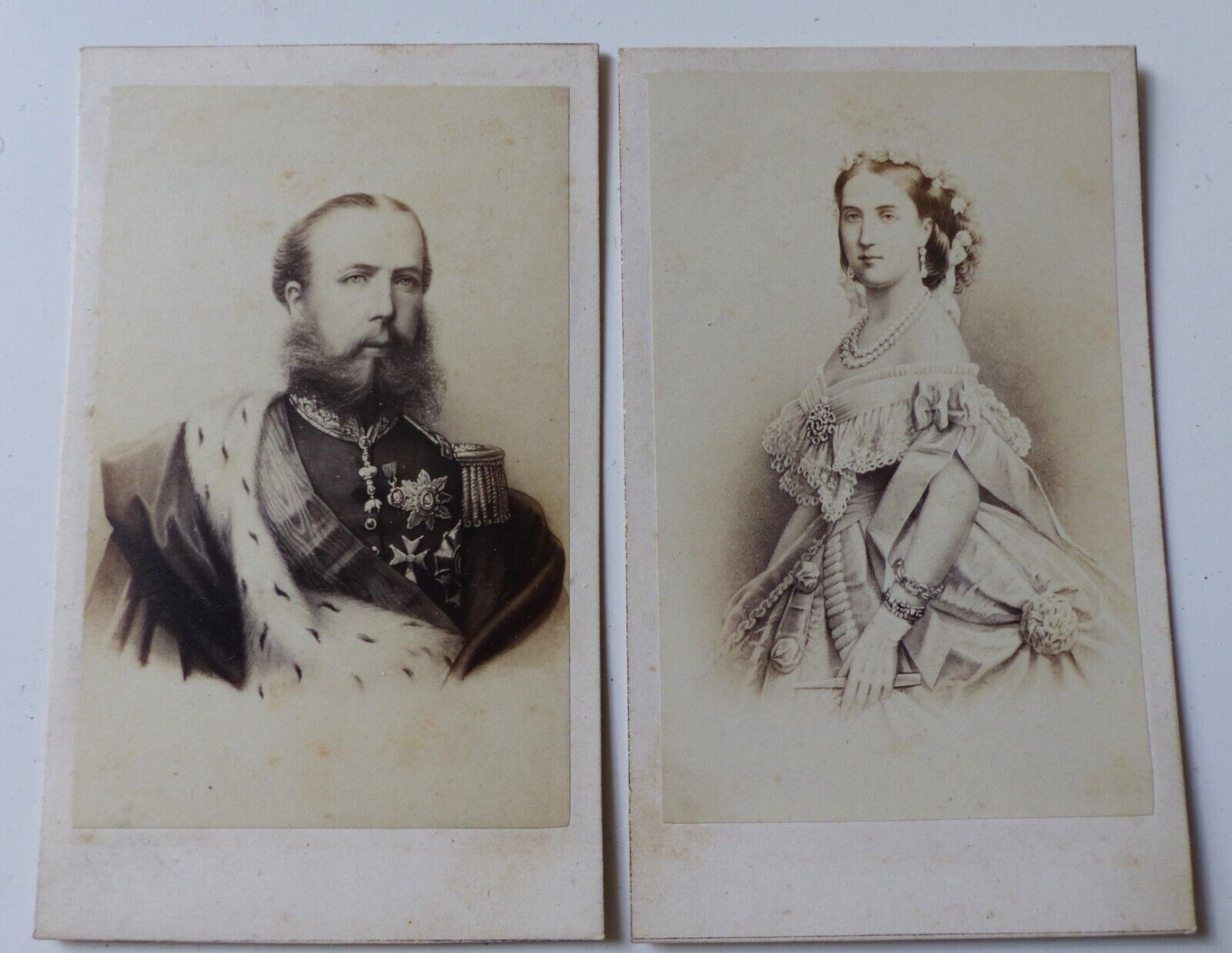 2 CDV photos of Napoleon III Maximilian and Charlotte Emperor Empress Mexico