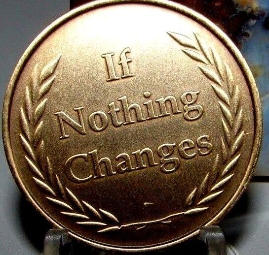 Alcoholics Anonymous AA  NA If Nothing Changes Bronze Medallion Coin Chip Token