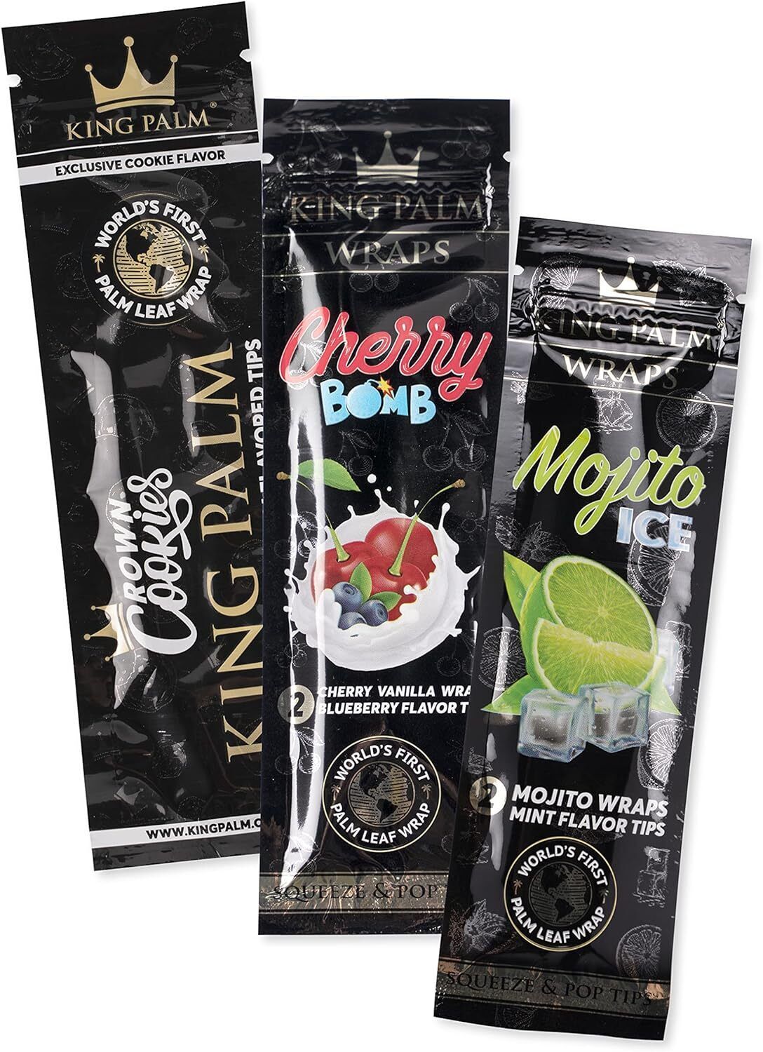 King Palm | Mixed Flavored Filter Tips | 3 Pack, 6 Wraps & Tips  | Rolling Tips