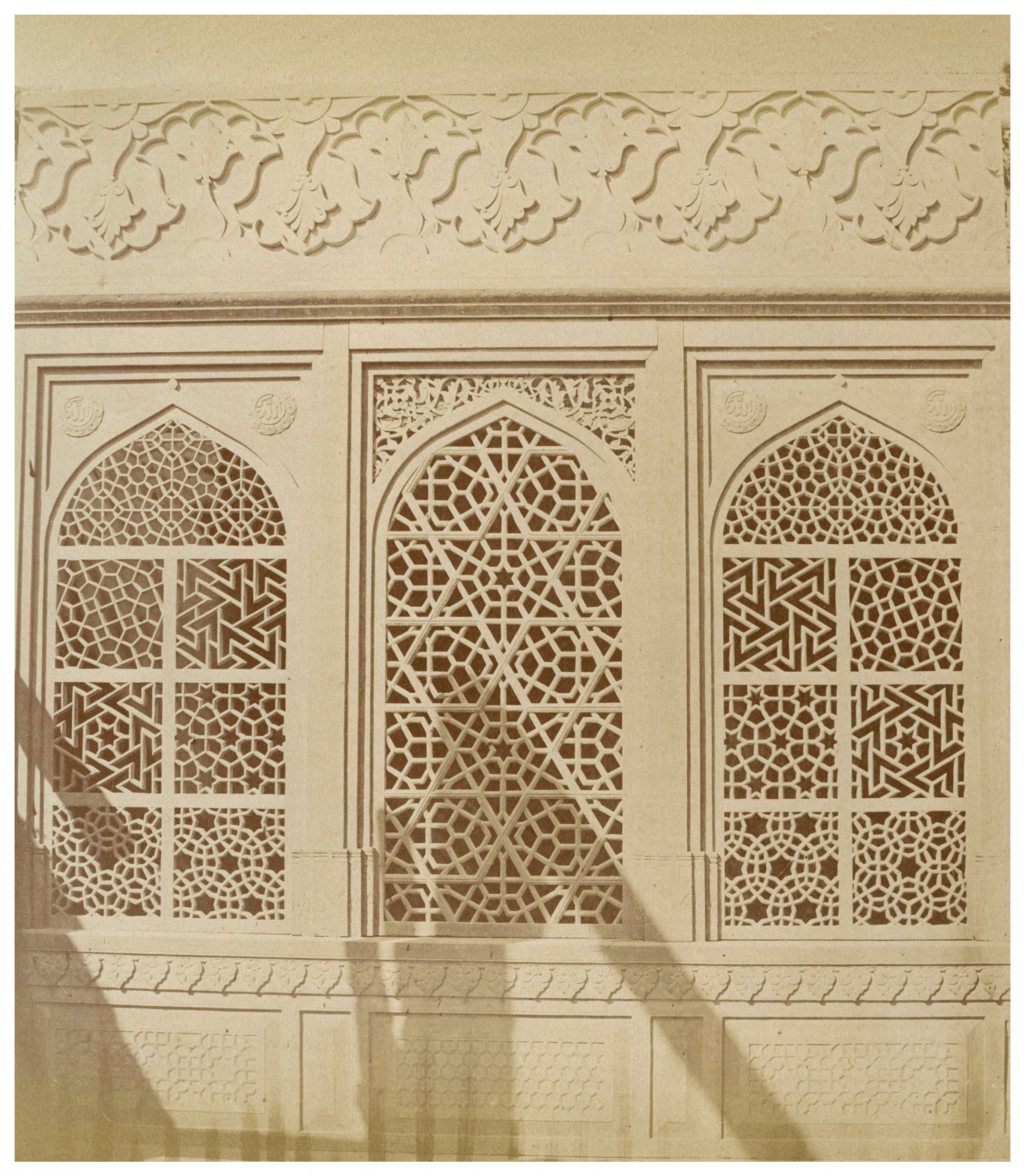 Samuel Bourne, India, Agra, Marble Screen Round Tomb of Emperor Akabar Vintage a