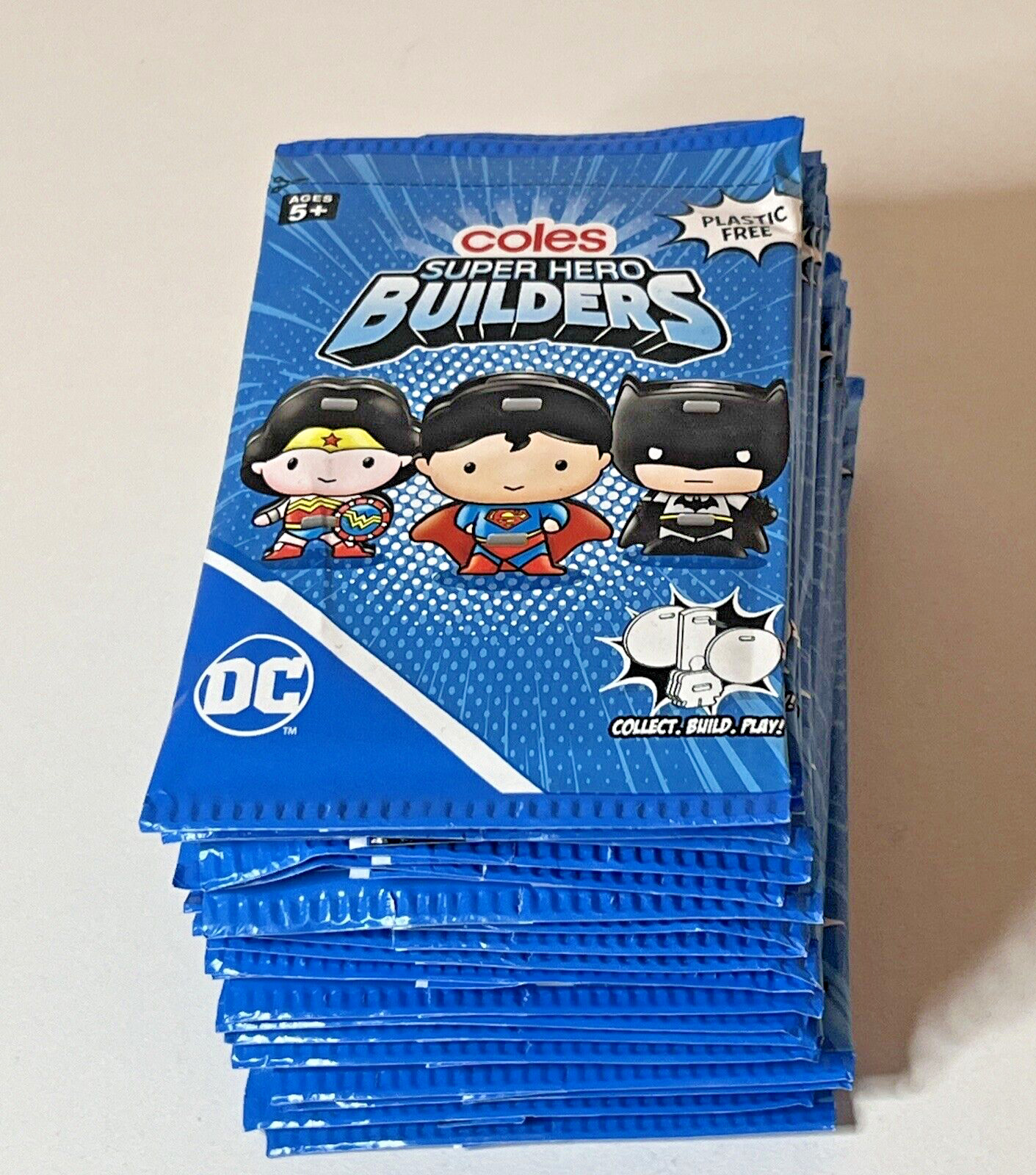 Coles Super Hero Builders 2023 - 22 Unopened packs - 1 Open - 23 pkts - Bulk lot