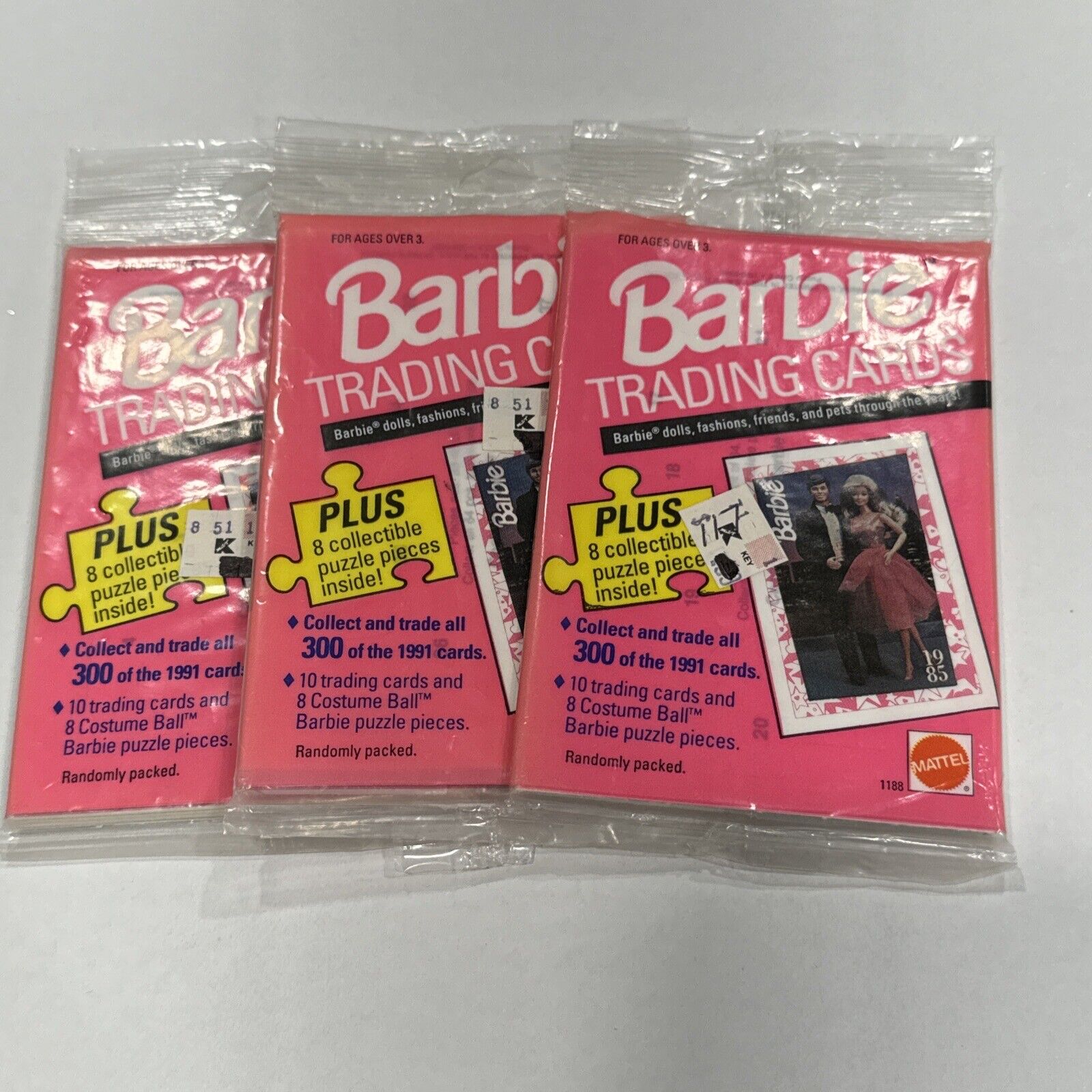 Barbie Fashion Trading Cards Lot of 3 Packs 1991 Vintage Sealed Mattel NEW BB2