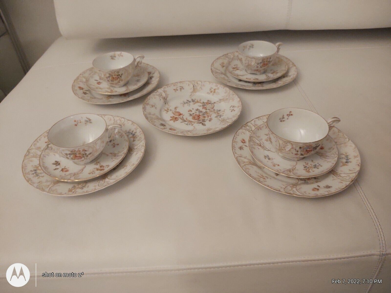 ANTIQUE CARL TIELSCH Altwasser handpainted Porcelain  3 PIECES SETCOFFEE/TEA A