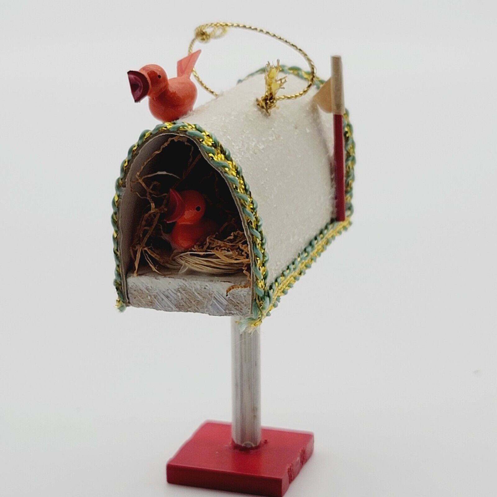 Vintage Christmas Paper Mailbox Ornament Decoration Treasure Master Taiwan Bird