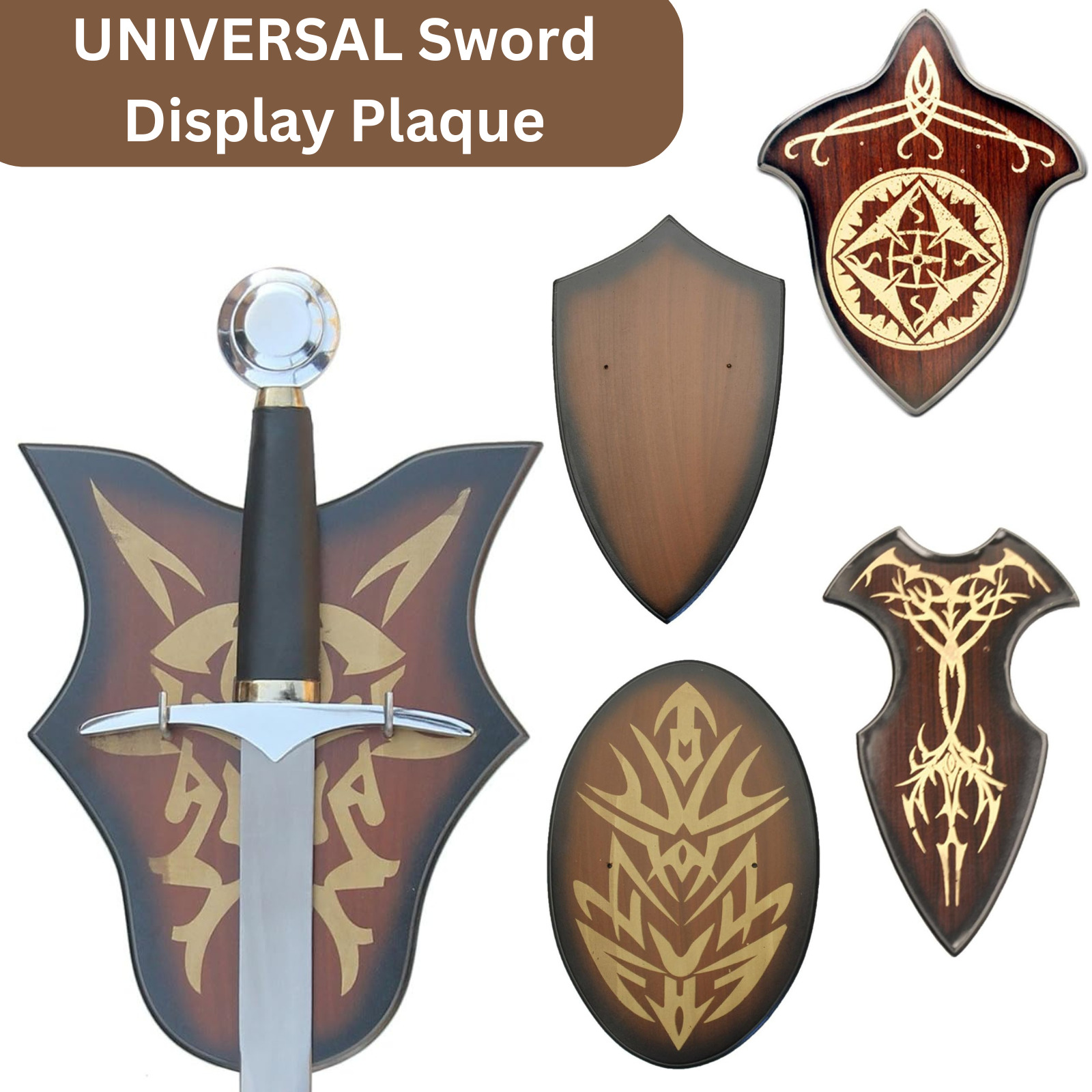 UNIVERSAL WALL DAGGER SWORD MEDIEVAL PAINTED DISPLAY PLAQUE W/ HARDWARE INCLUDED