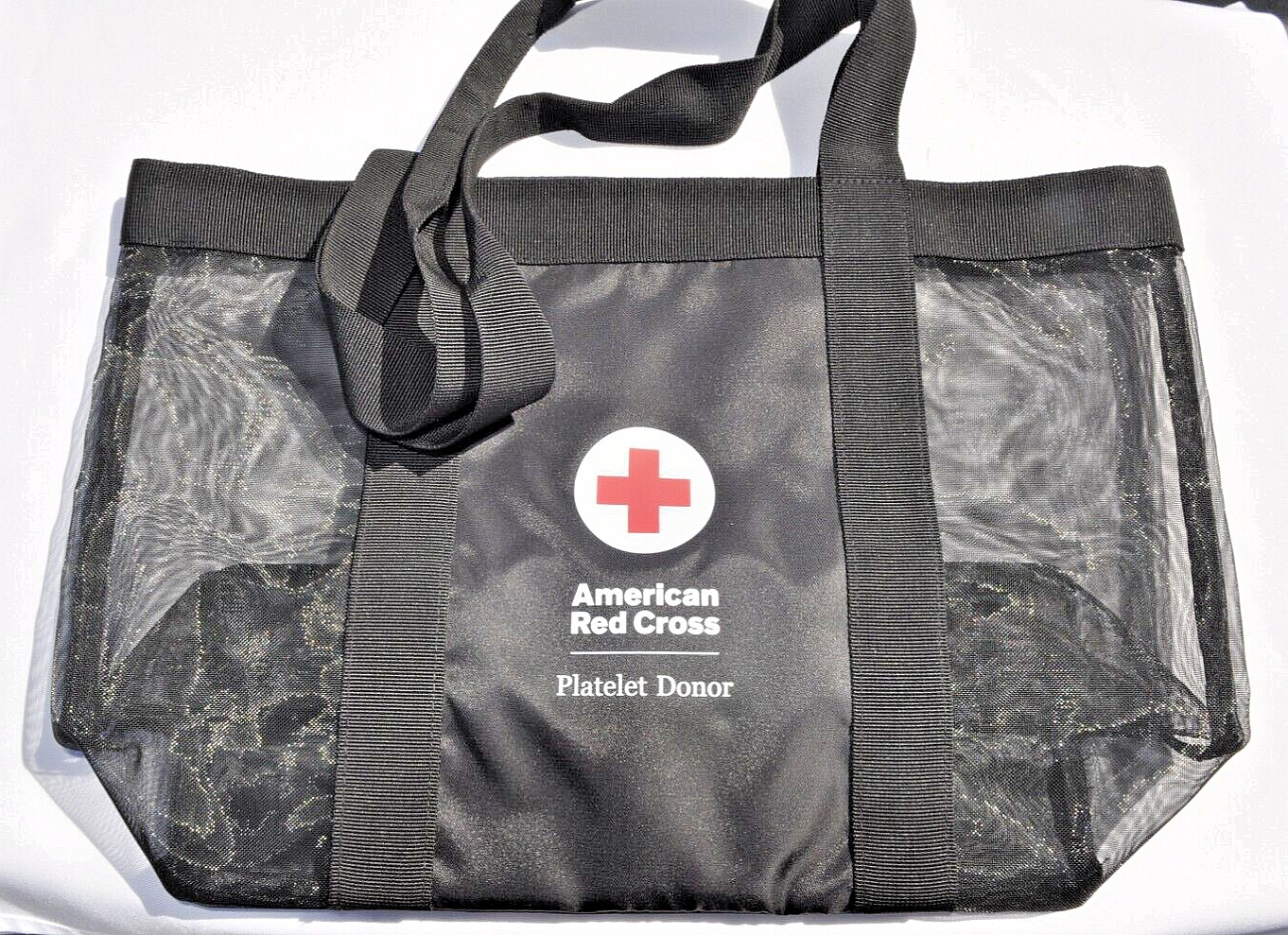 New American Red Cross Platelet Donor Black Mesh Tote Bag