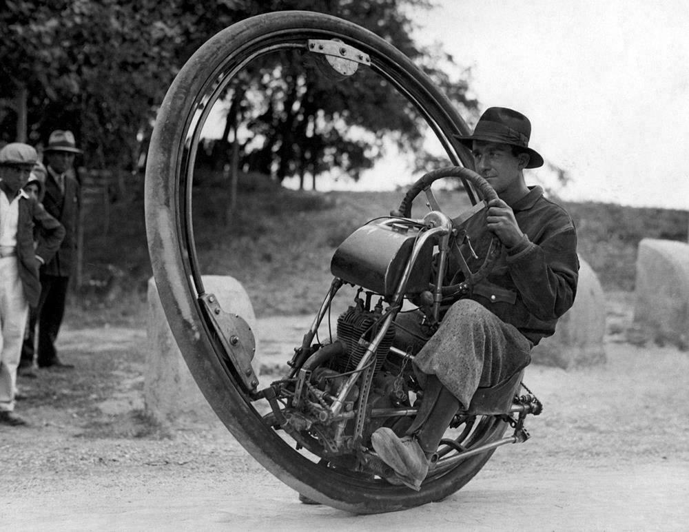 1931 One Wheel Motorcycle Cool Transportation Old Photo 8.5\