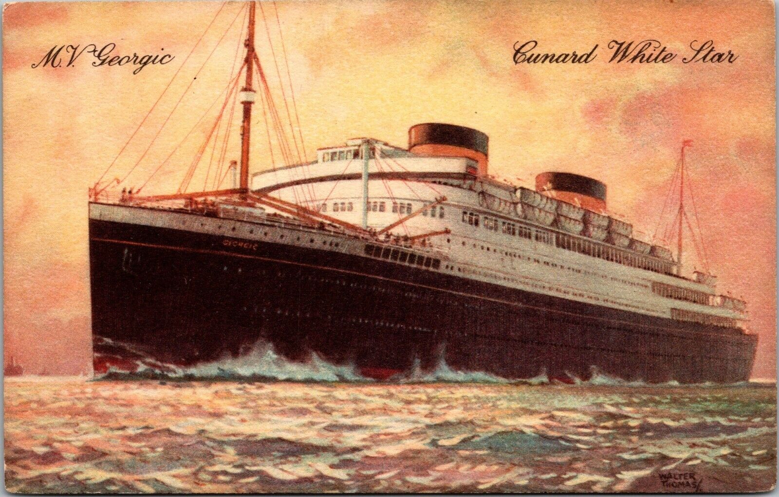 Cunard White Star~M.V. Georgic~Ship~Postcard~c1936~Unposted