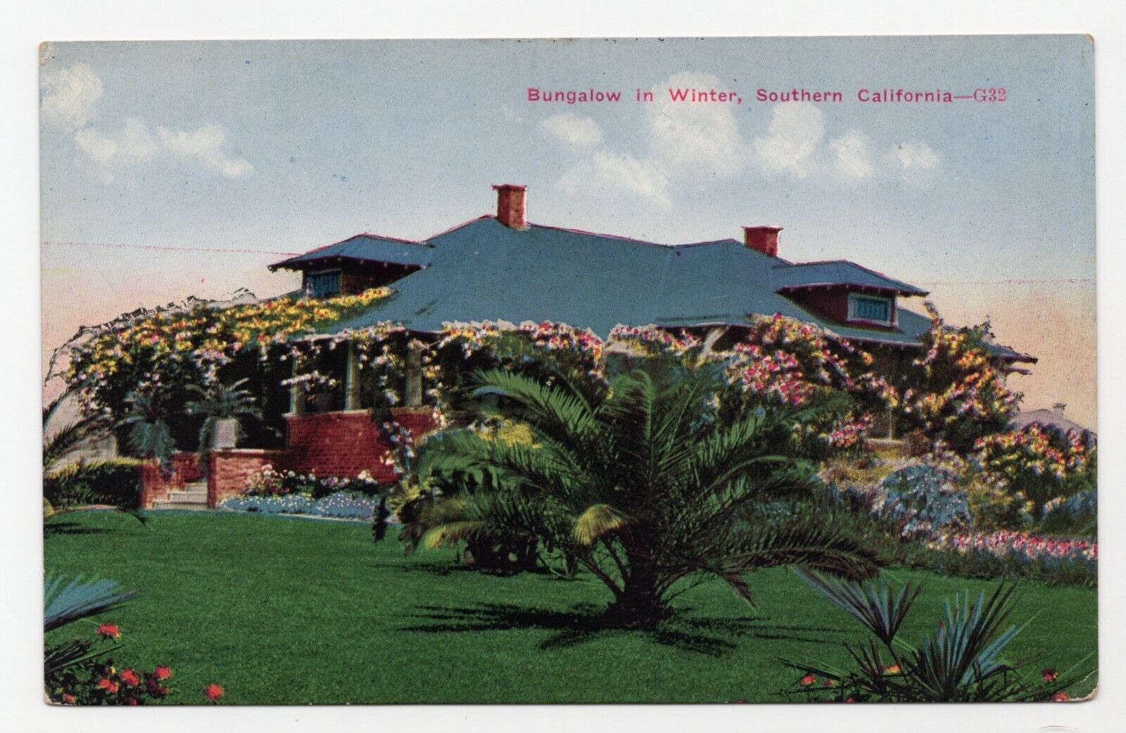 Vintage Home in Southern California CA Lithograph Unposted Postcard