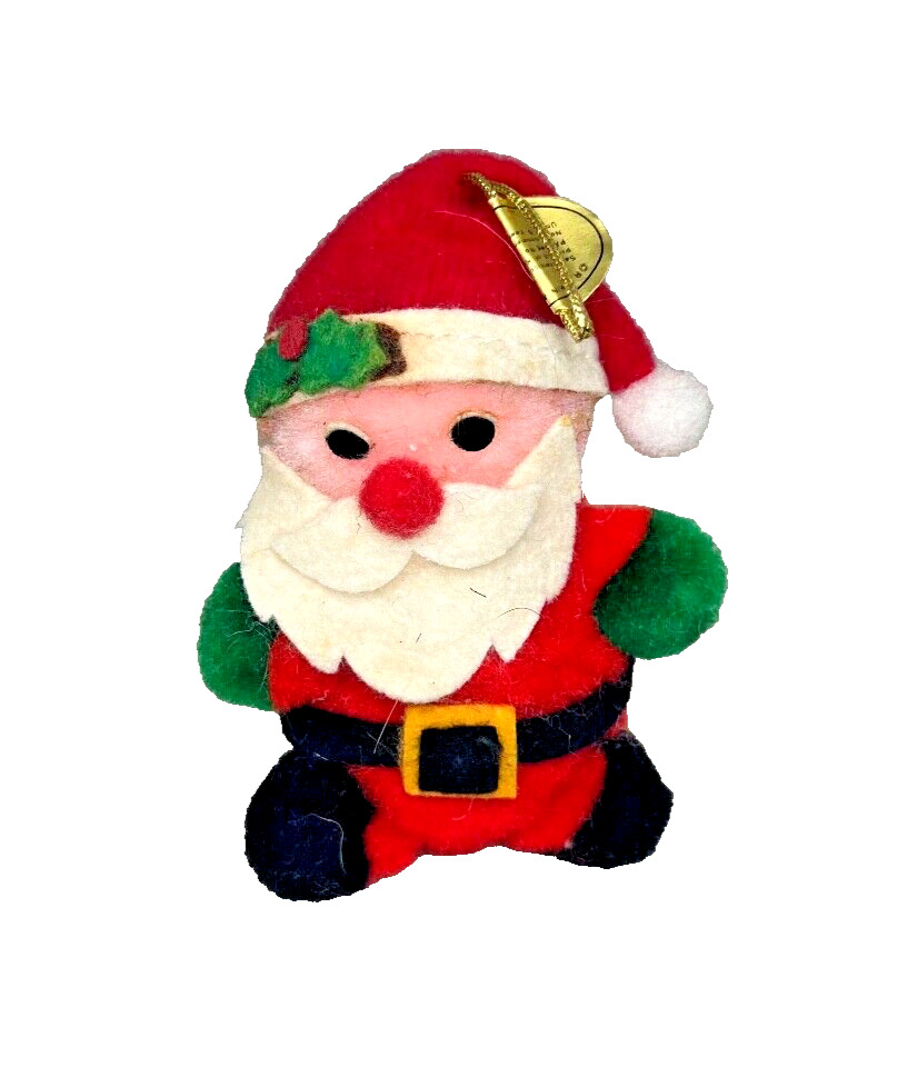 Dakin Vtg 80 s Dakin Christmas Ornament Fuzzy Felt Santa Claus w/ Tag