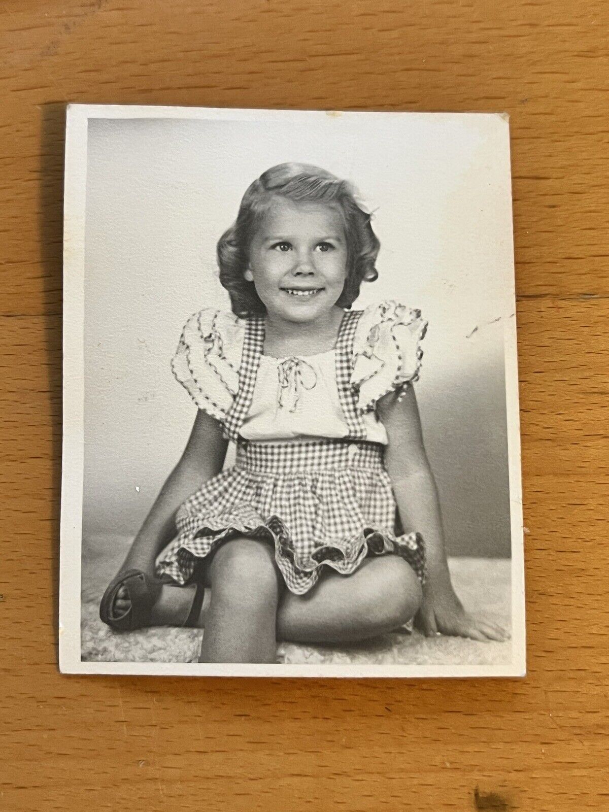 Vintage 1950s Photo 3 yr old  Girl (Carol) B&W - 2.75 x 3 3/8 inches wallet