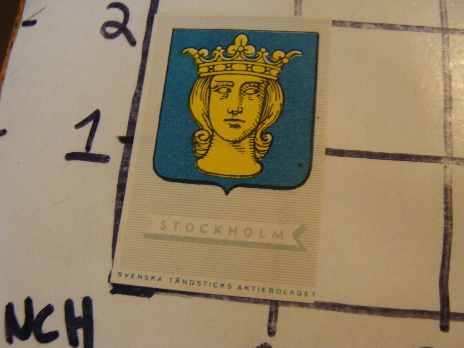 Vintage matchbook label: STOCKHOLM, SVENSKA, TANDSTICKS, AKTIEBOLAGET