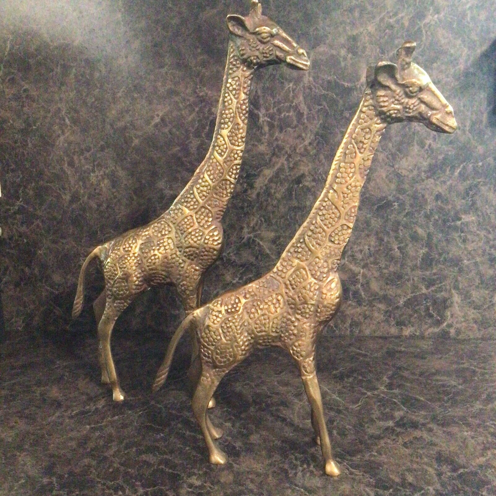 Solid Brass Large Giraffes, 12” & 10”