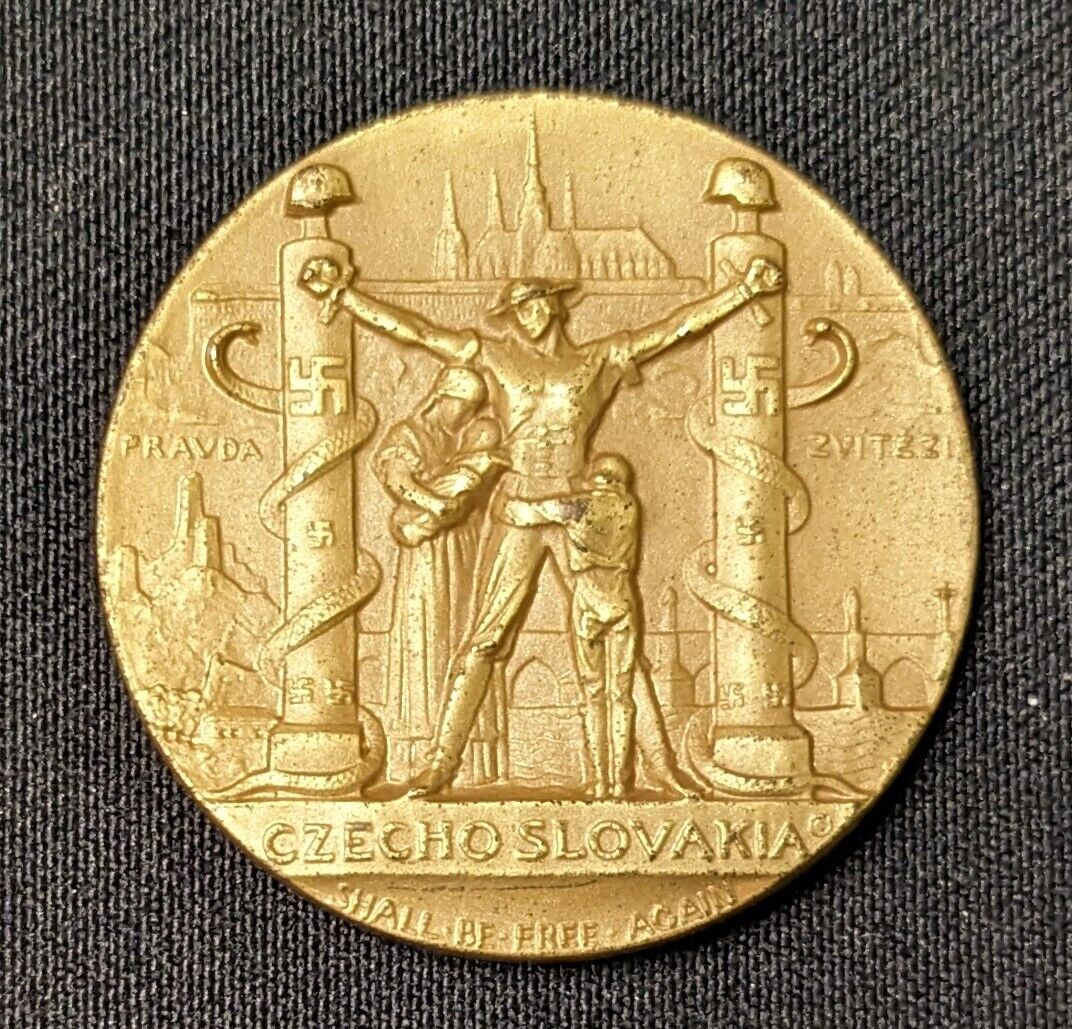 1939 NY World\'s Fair Czechoslovakia Freedom Bronze Medal Metallic Art Co ExCond