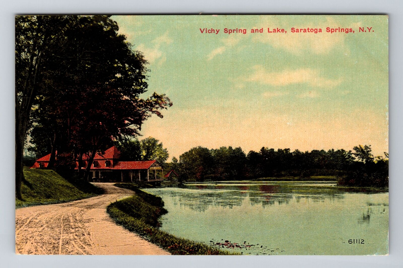 Sarasota Springs NY-New York, Vichy Spring and Lake, Vintage Postcard