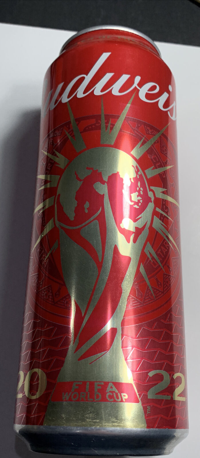 Budweiser Commemorative 25 Oz Beer Can 2022 FIFA World Cup Bottom Opened