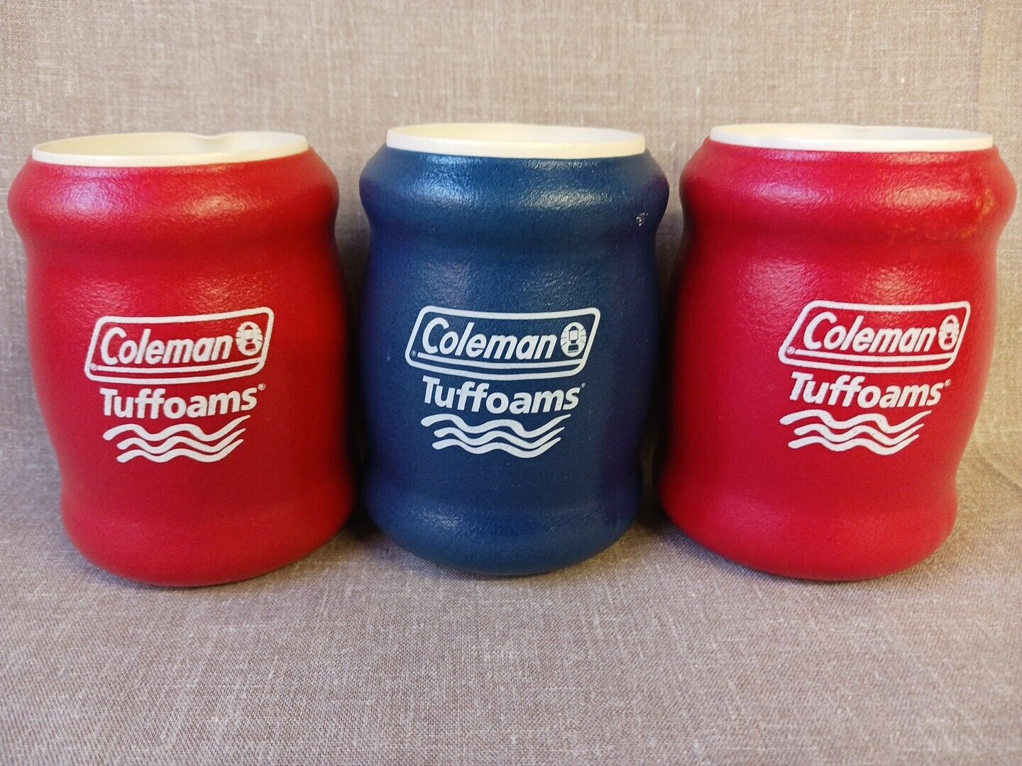 Vtg Coleman Tuffoams Foam Insulated Beer Can Coozie Koozie Lot of 3 Red USA Made