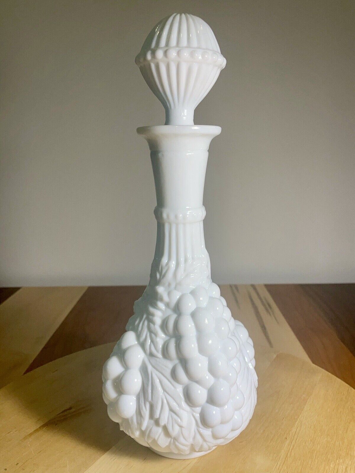 Imperial Milk Glass 1950s    grapes, decanter with stopper