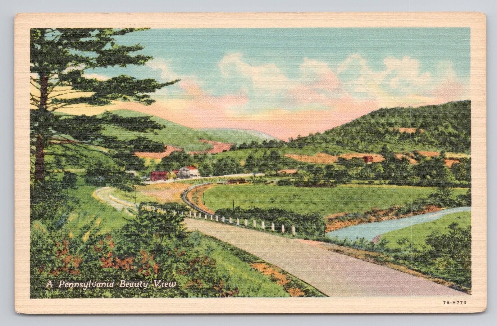 A Pennsylvania Beauty View Linen Postcard No 3681