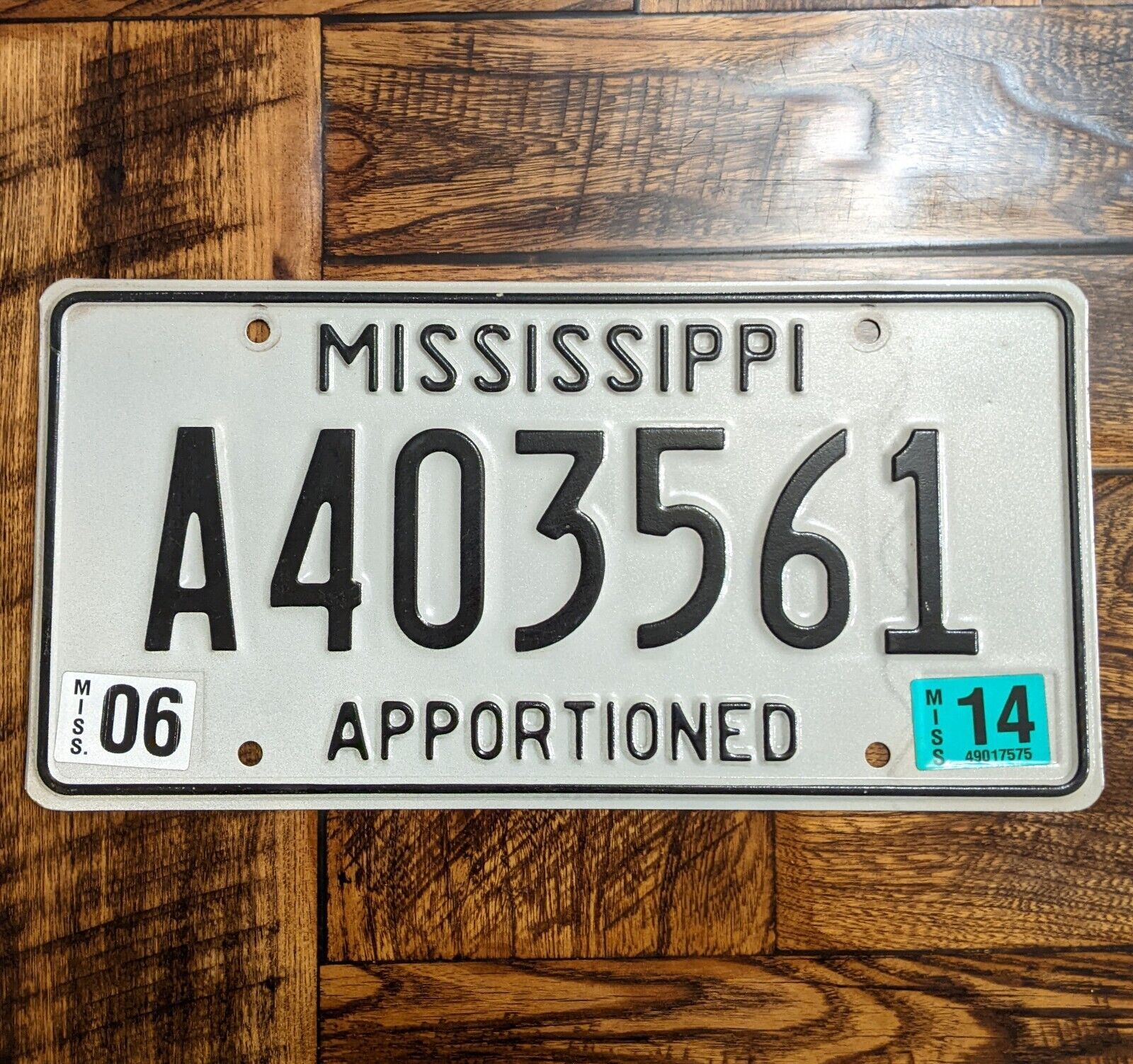 MISSISSIPPI 2014 APPORTIONED Interstate Truck License Plate #A403561