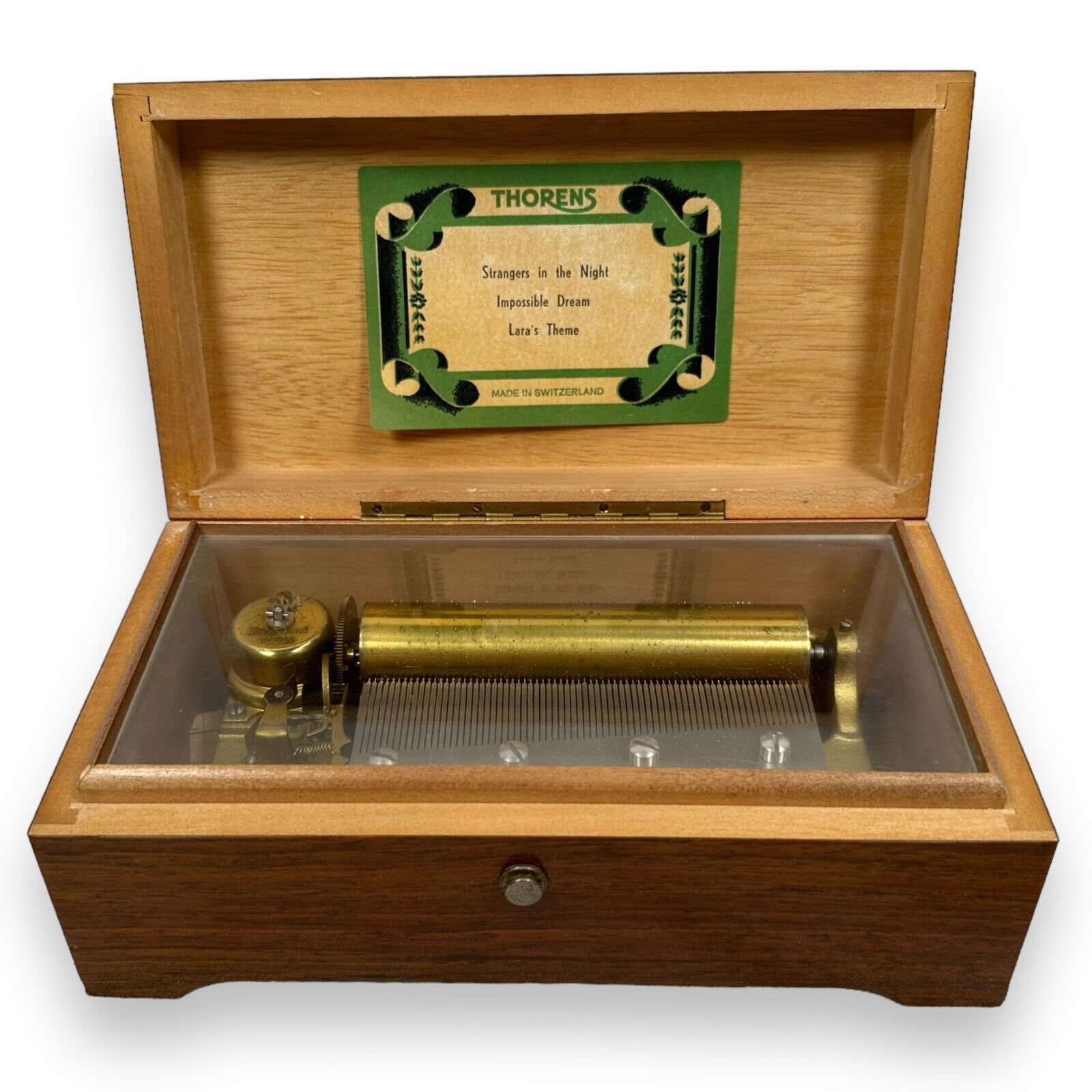 Vintage Thorens Wooden Music Box Pre Reuge Strangers in the Night Lara's Theme