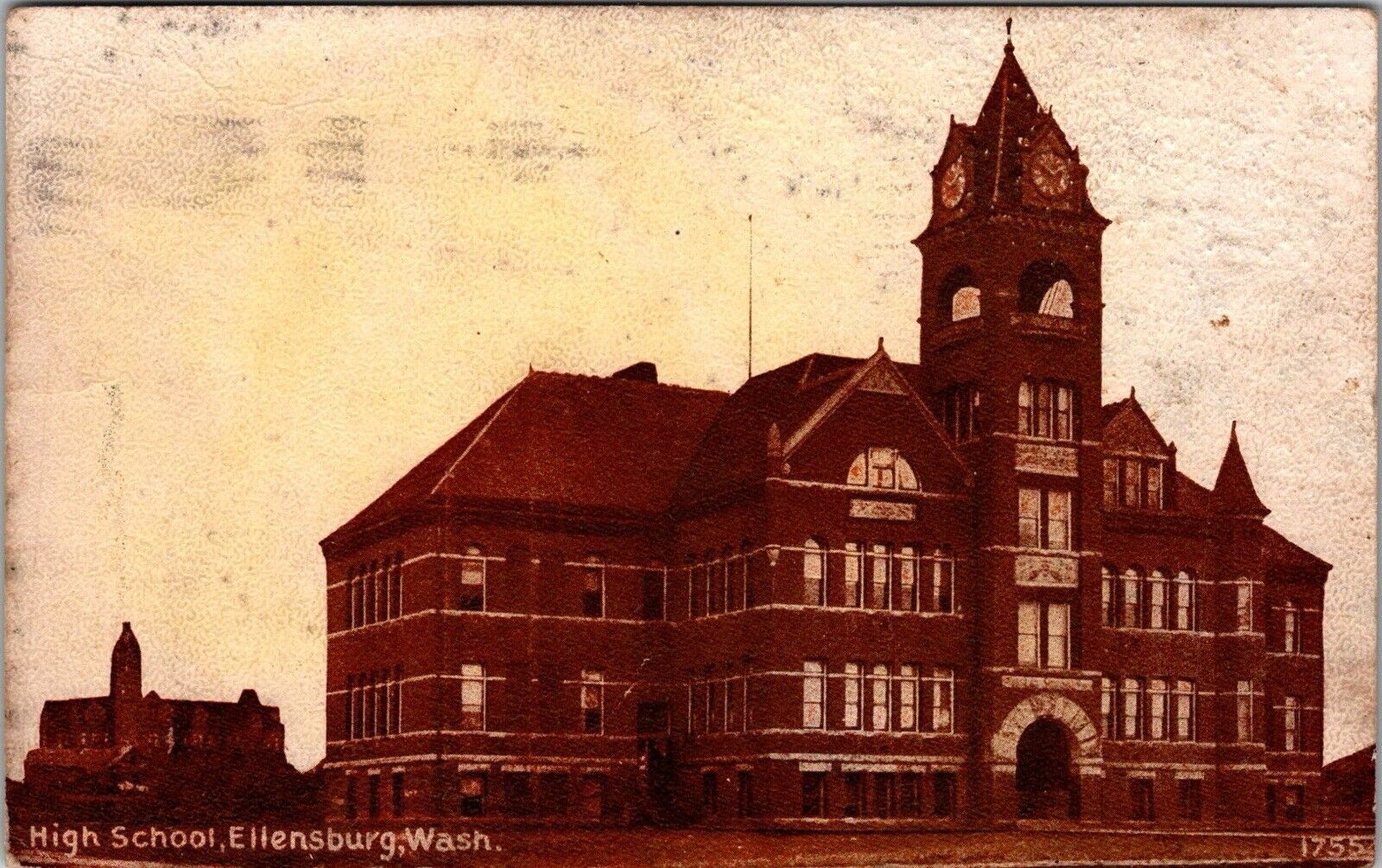 1912 Vintage Postcard High School, Ellensburg, Washington JA29