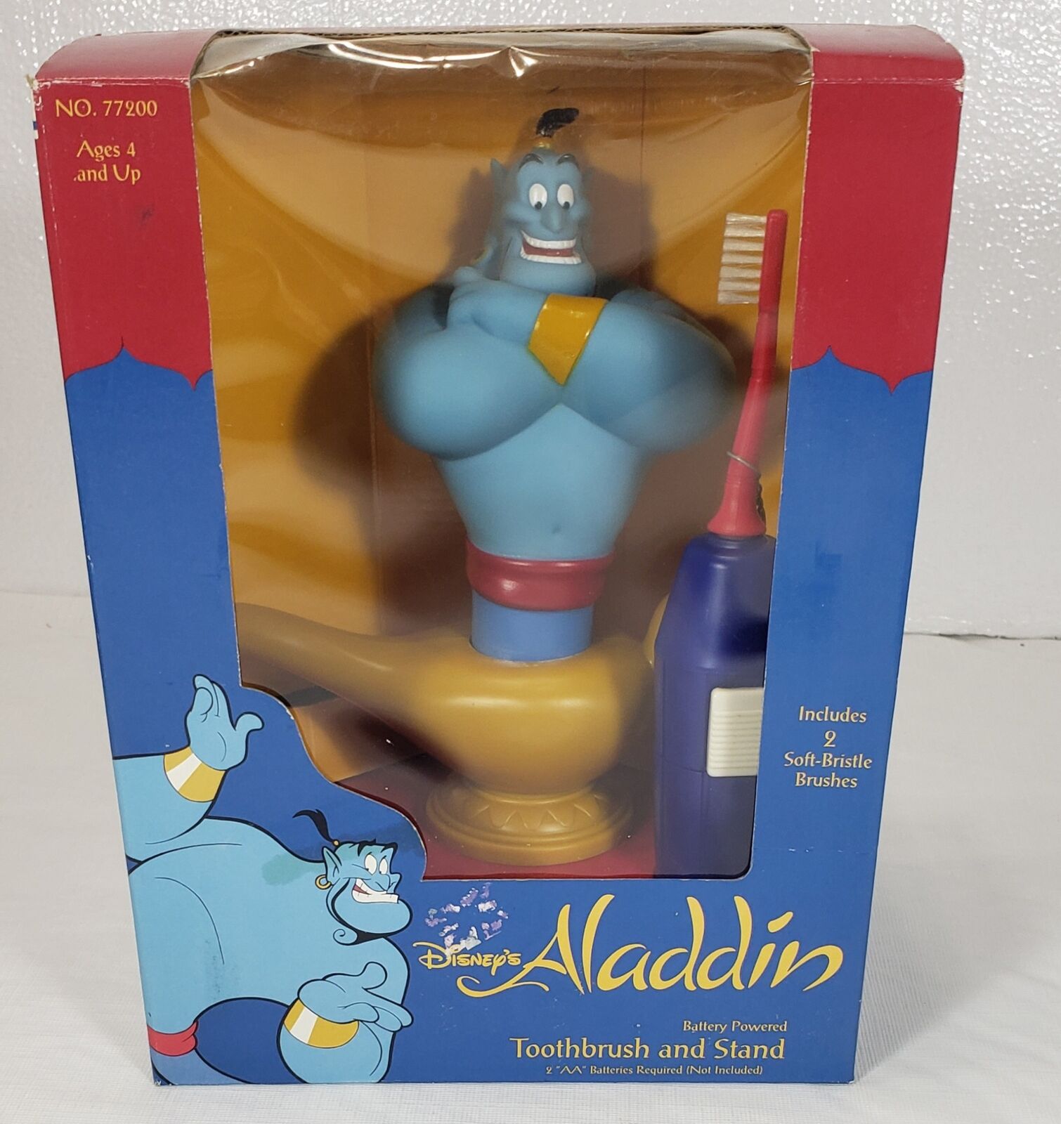 VINTAGE DISNEY ALADDIN GENIE TOOTHBRUSH AND STAND NEW IN BOX 1993 JANEX 