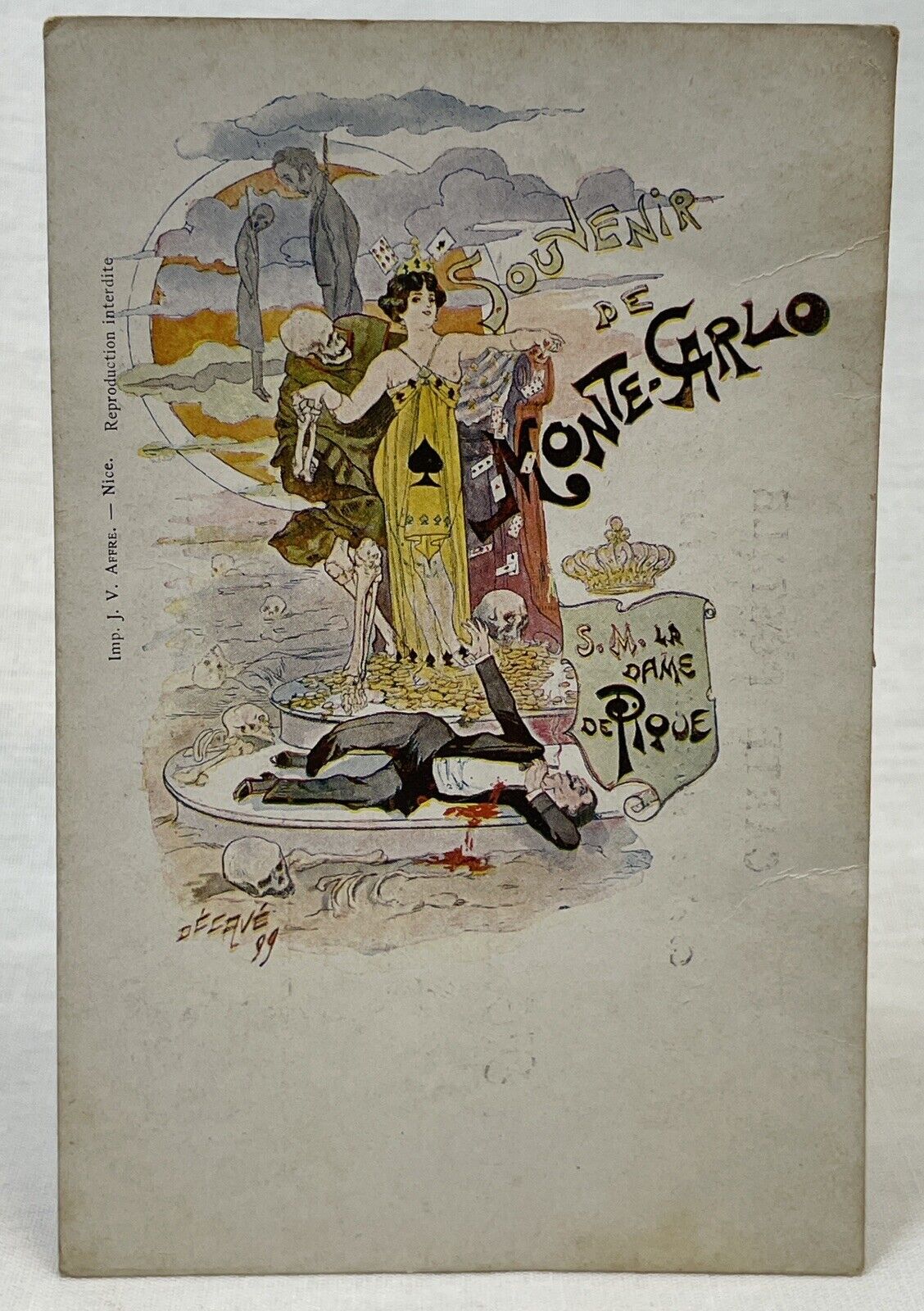 Rare Anti King Albert Propaganda PPC Artist Decave, Souvenir De Monte Carlo 1
