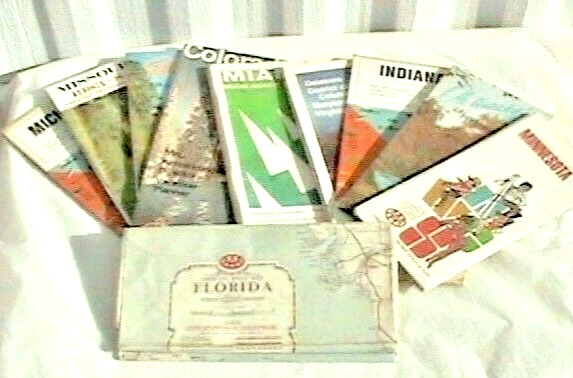 10 vtg Road Maps various states. years AAA/MARATHON south/mid-west states  FC-GC