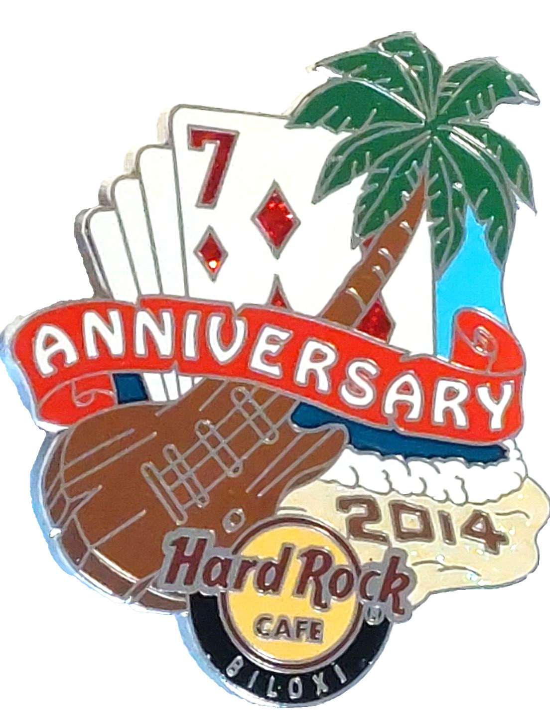 Hard Rock Cafe Biloxi Mississippi 2014 7th Anniversary Lapel Pin