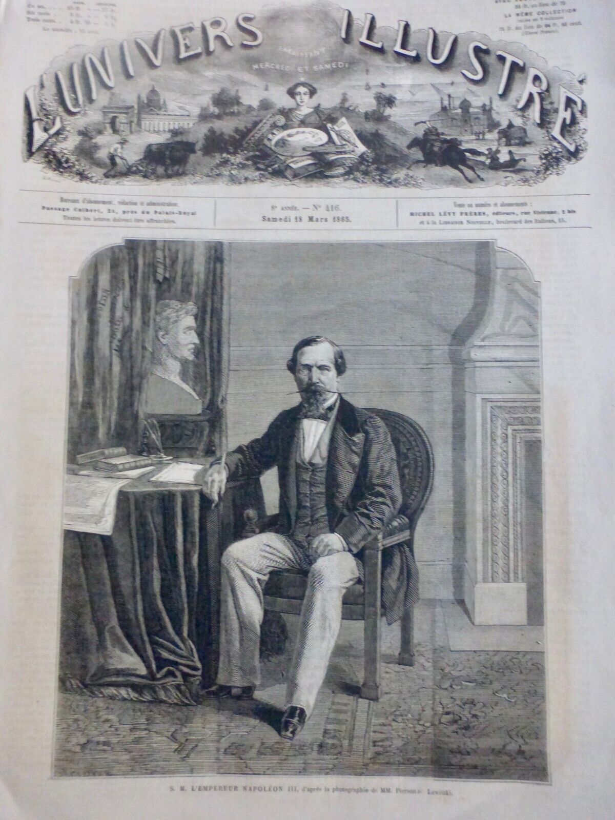 1860 1865 Napoleon III 14 Newspapers Antique