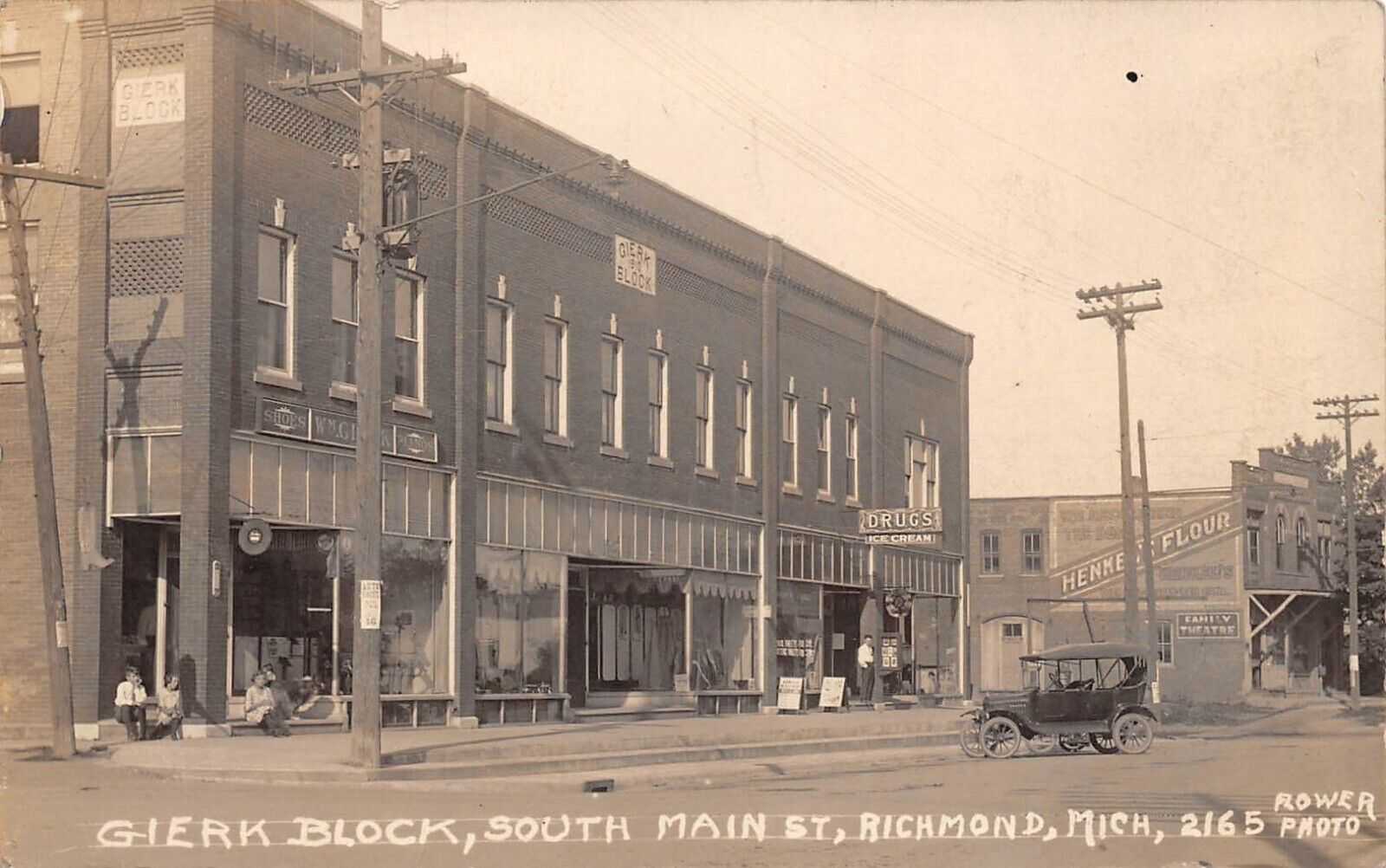 RPPC Gierk Block South Main St Richmond Michigan c1910 Photo Postcard